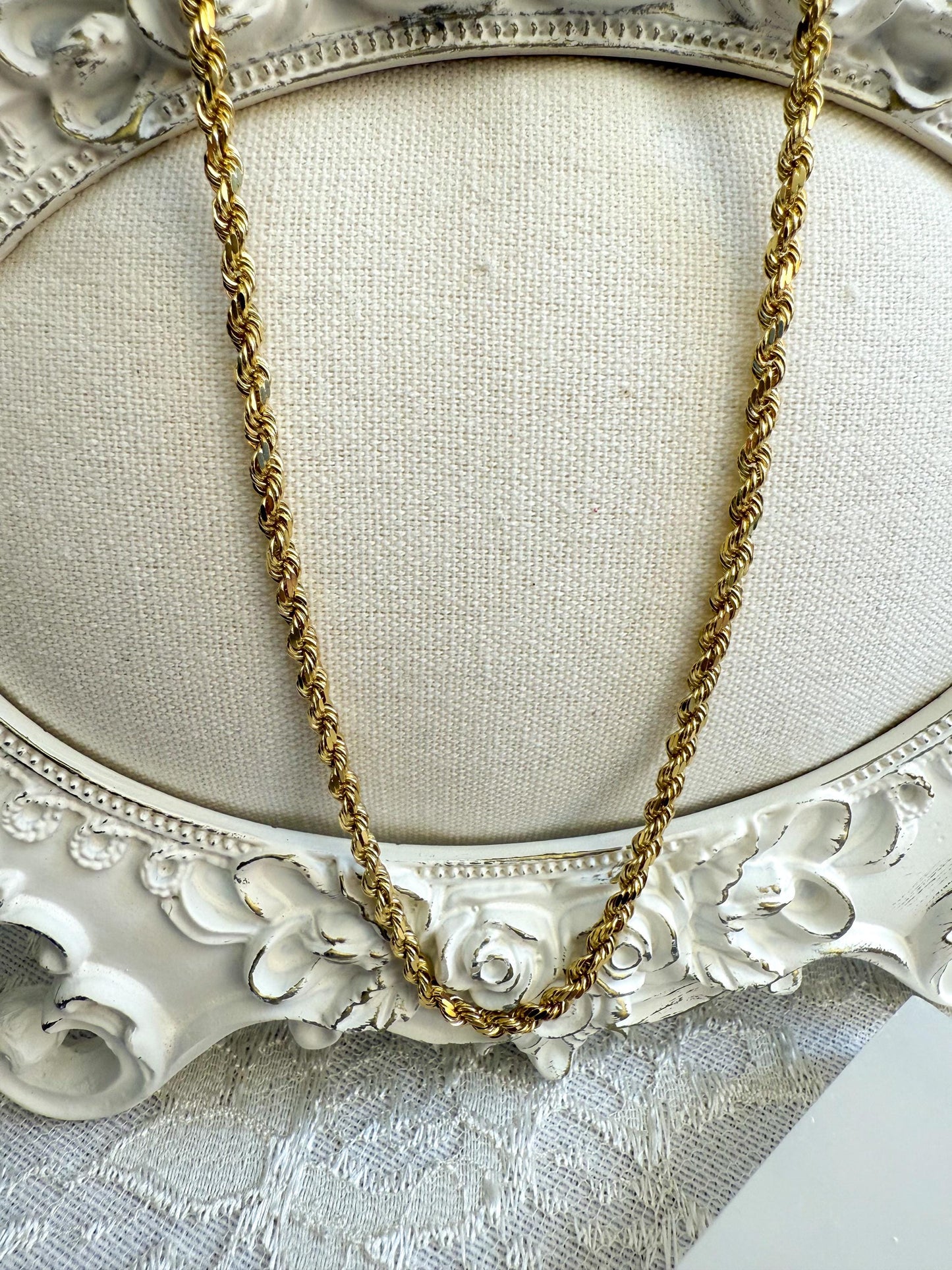 Vintage 14K Gold Rope Chain | 16 Solid Gold Necklace, 16.23g | Classic Unisex Chain Layering Staple
