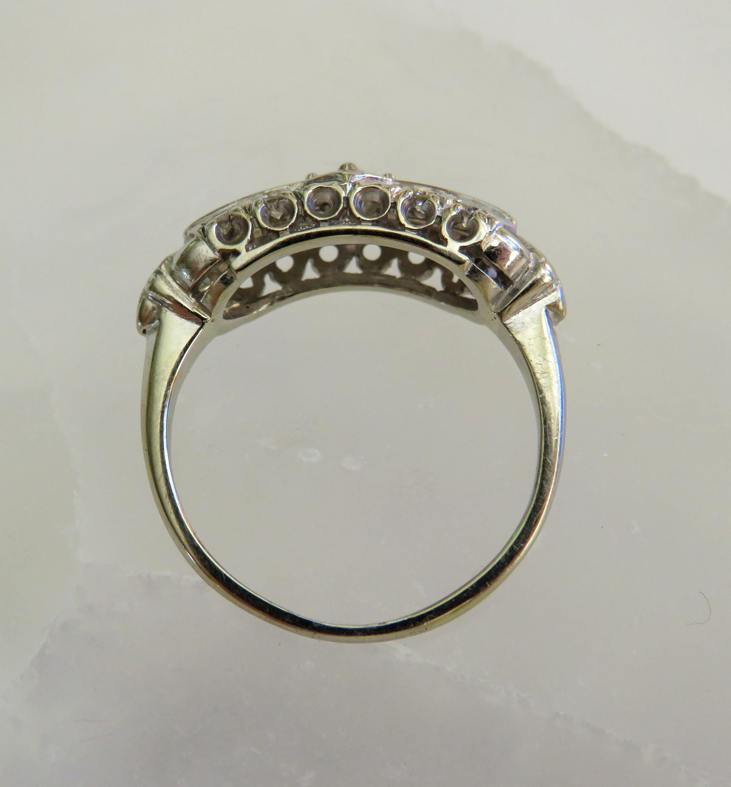 Gatsby Sparkle: 18K White Gold and Diamond Art Deco Ring