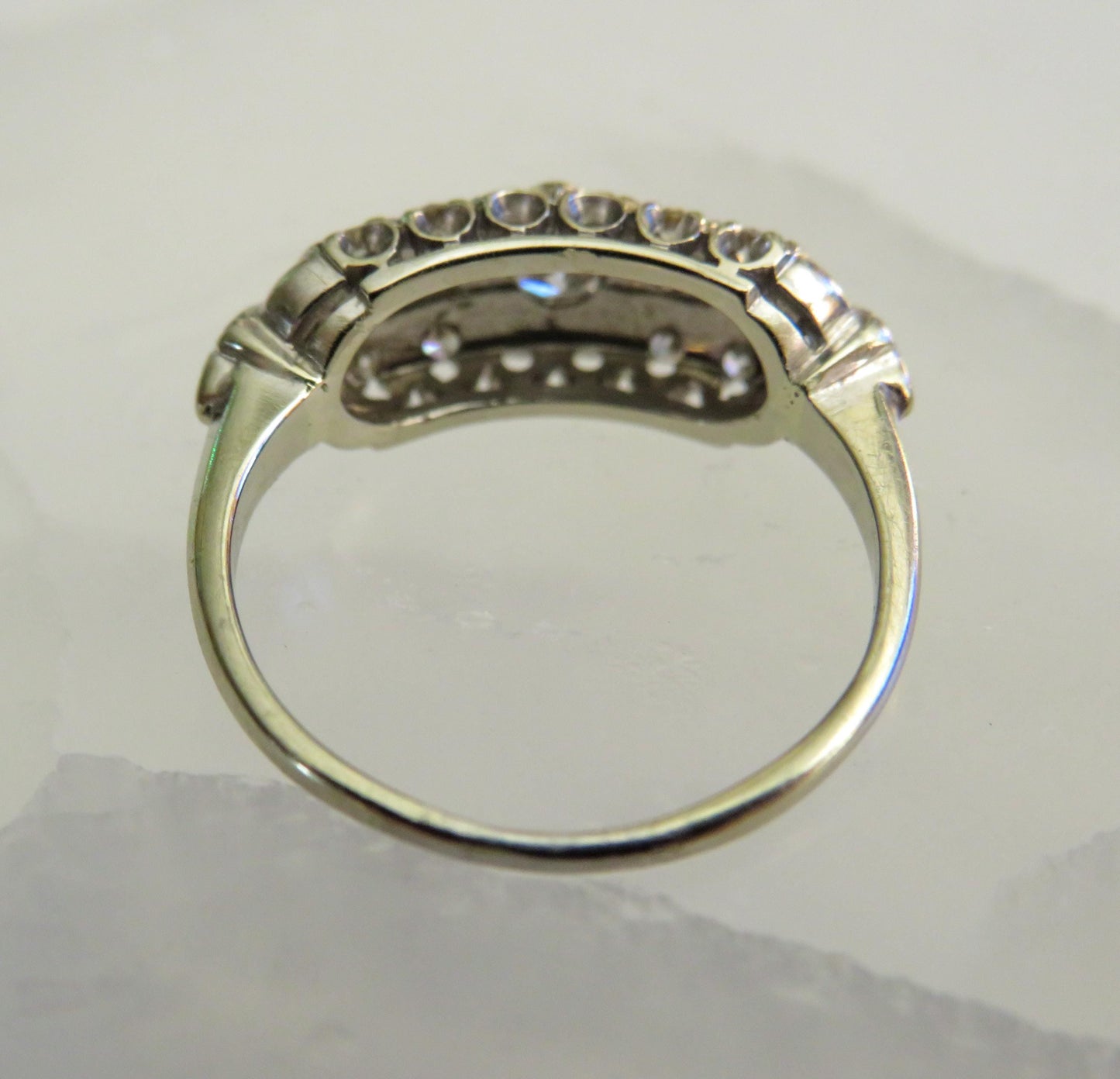 Gatsby Sparkle: 18K White Gold and Diamond Art Deco Ring
