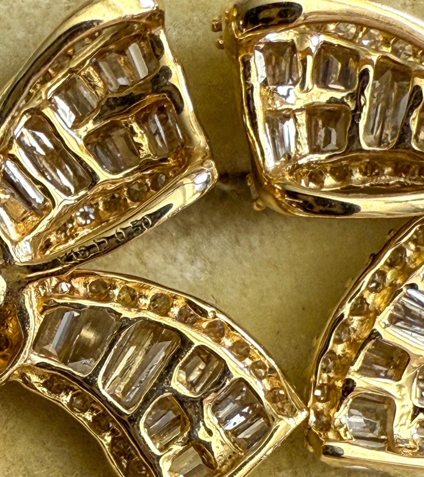 18K Yellow Gold Diamond Bow Earrings  1 Carat Total Weight