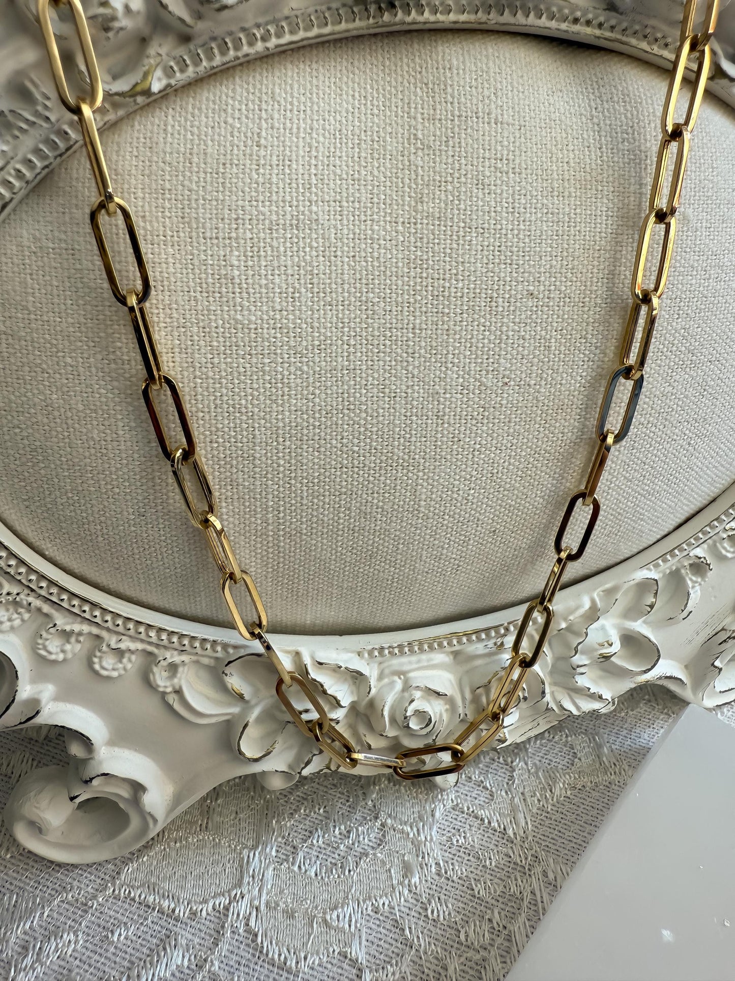 14K Yellow Gold Paperclip Chain Necklace  16 / 6g  Modern Classic