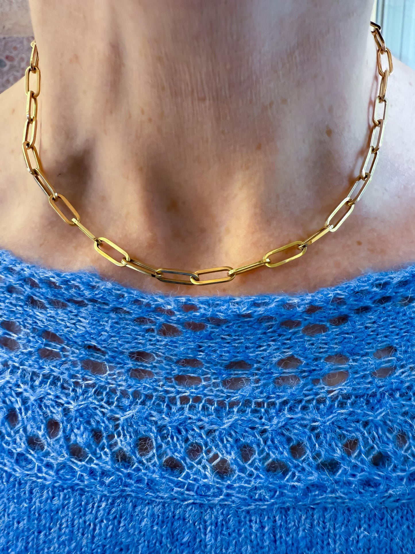 14K Yellow Gold Paperclip Chain Necklace  16 / 6g  Modern Classic