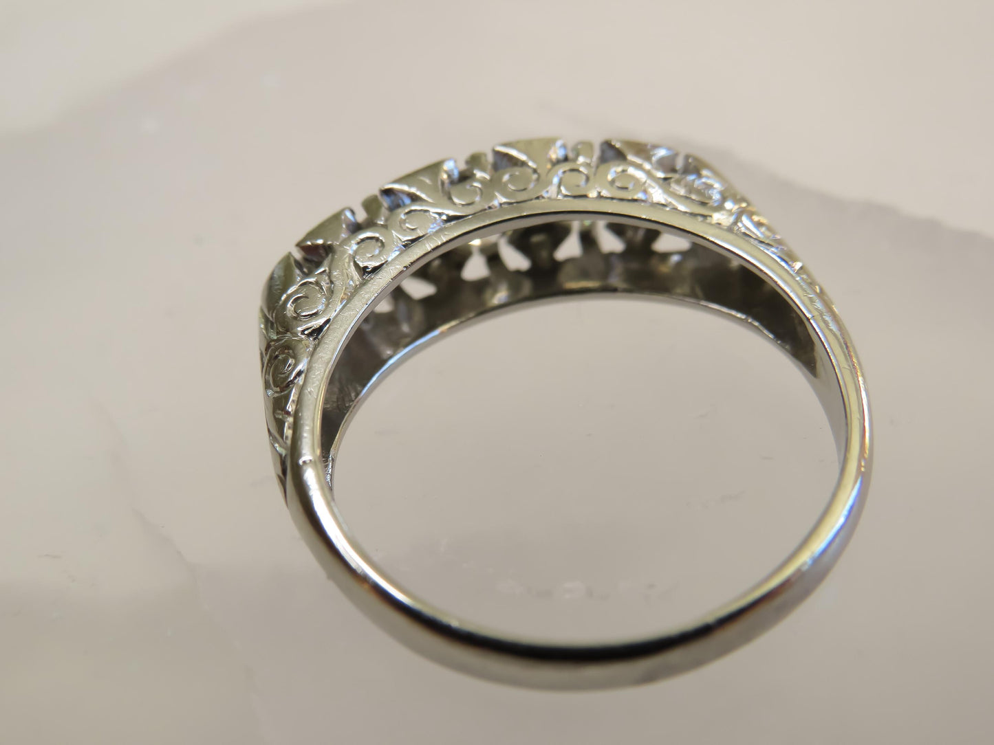 Art Deco Platinum Diamond Ring | Old European Cut Diamonds