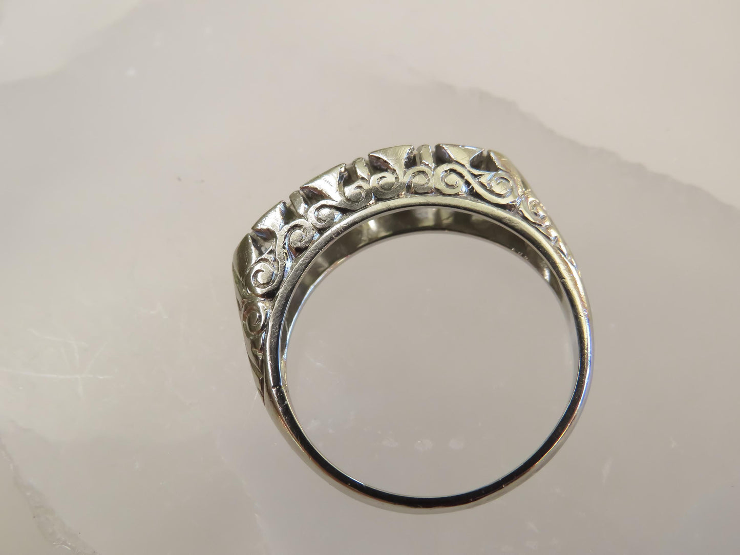 Art Deco Platinum Diamond Ring | Old European Cut Diamonds