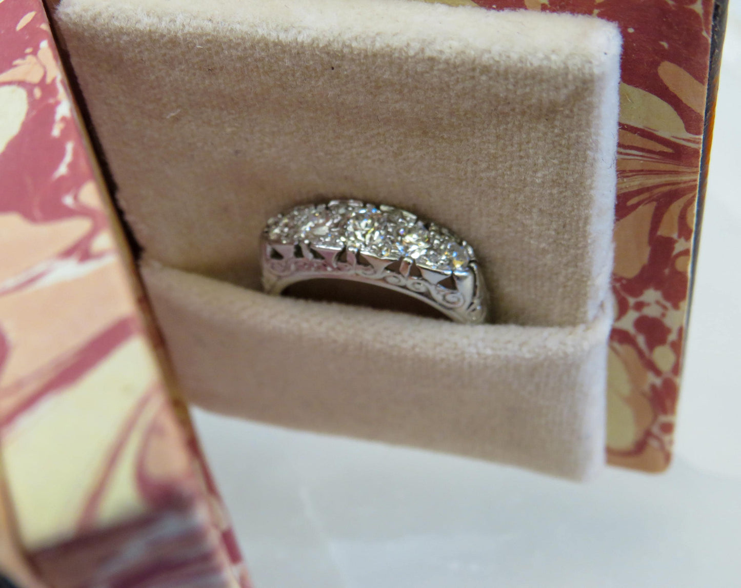 Art Deco Platinum Diamond Ring | Old European Cut Diamonds