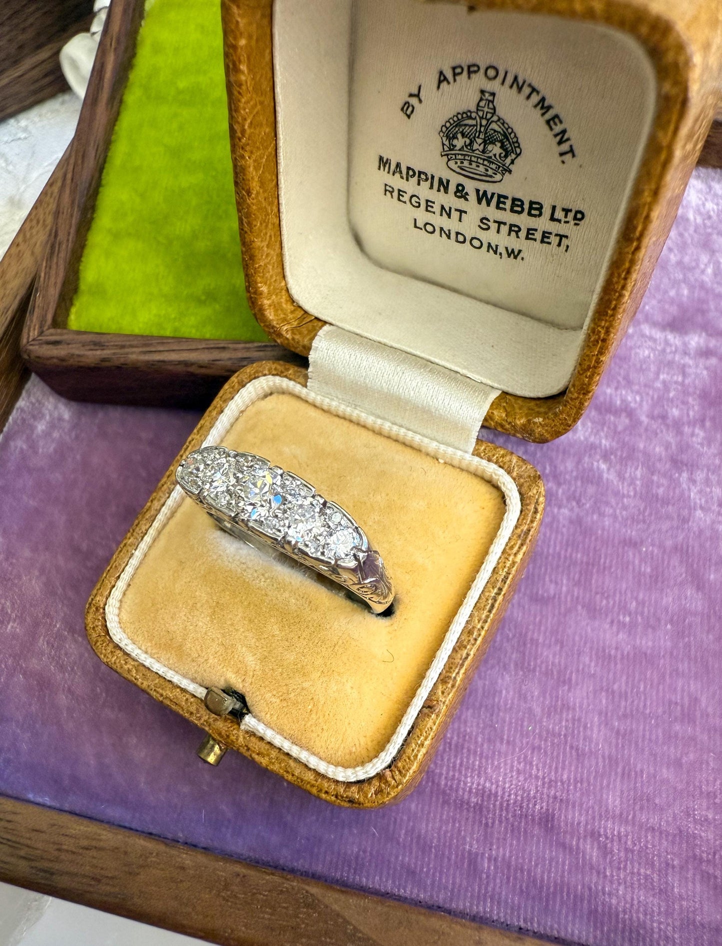 Art Deco Platinum Diamond Ring | Old European Cut Diamonds