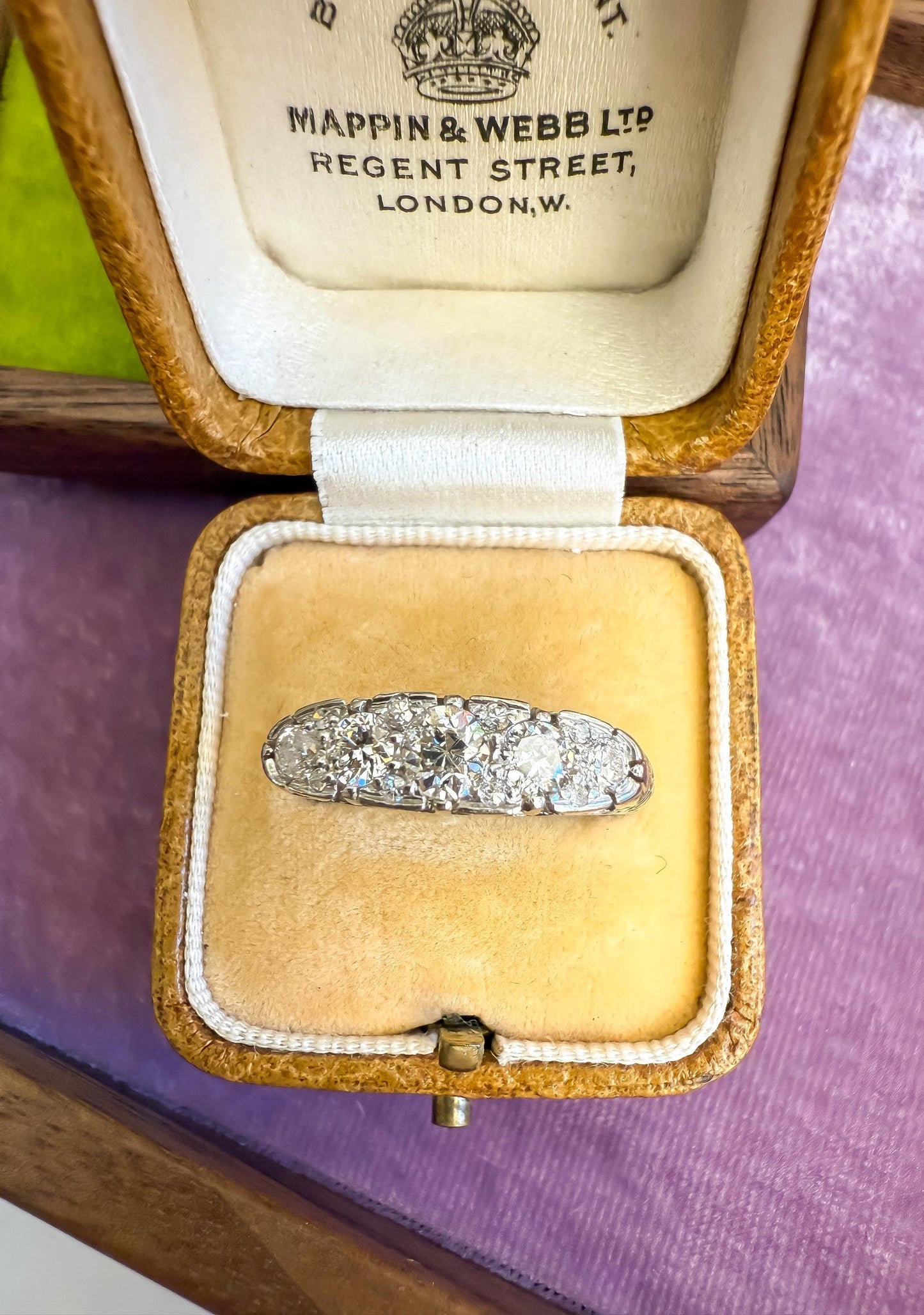 Art Deco Platinum Diamond Ring | Old European Cut Diamonds