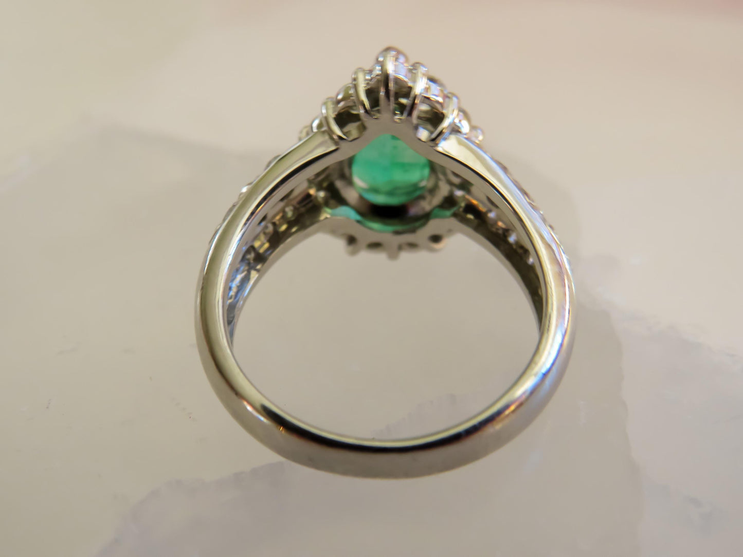 1.75ct Vintage Pear-Cut Emerald & Diamond Platinum Ring