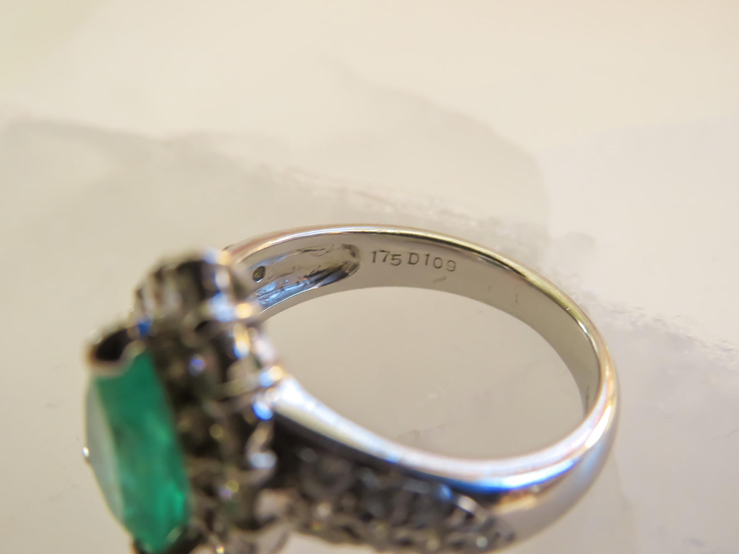 1.75ct Vintage Pear-Cut Emerald & Diamond Platinum Ring