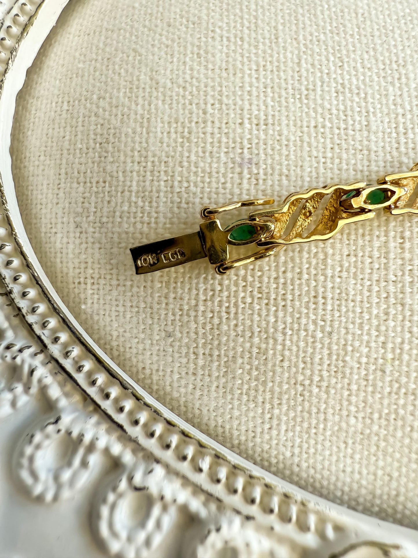 Vintage Emerald & Diamond Gold Bracelet