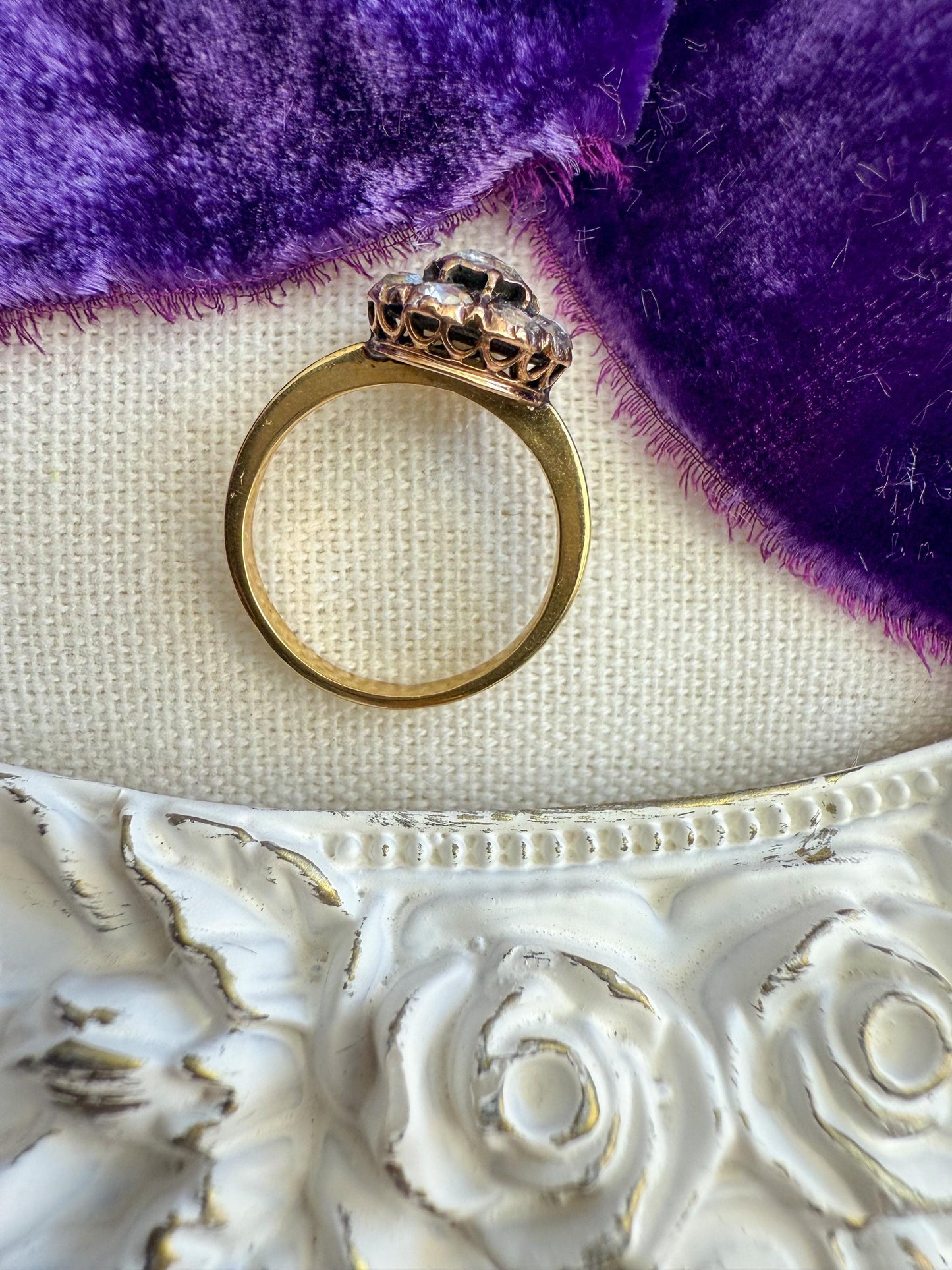 Antique Rose Cut Diamond Cluster Ring