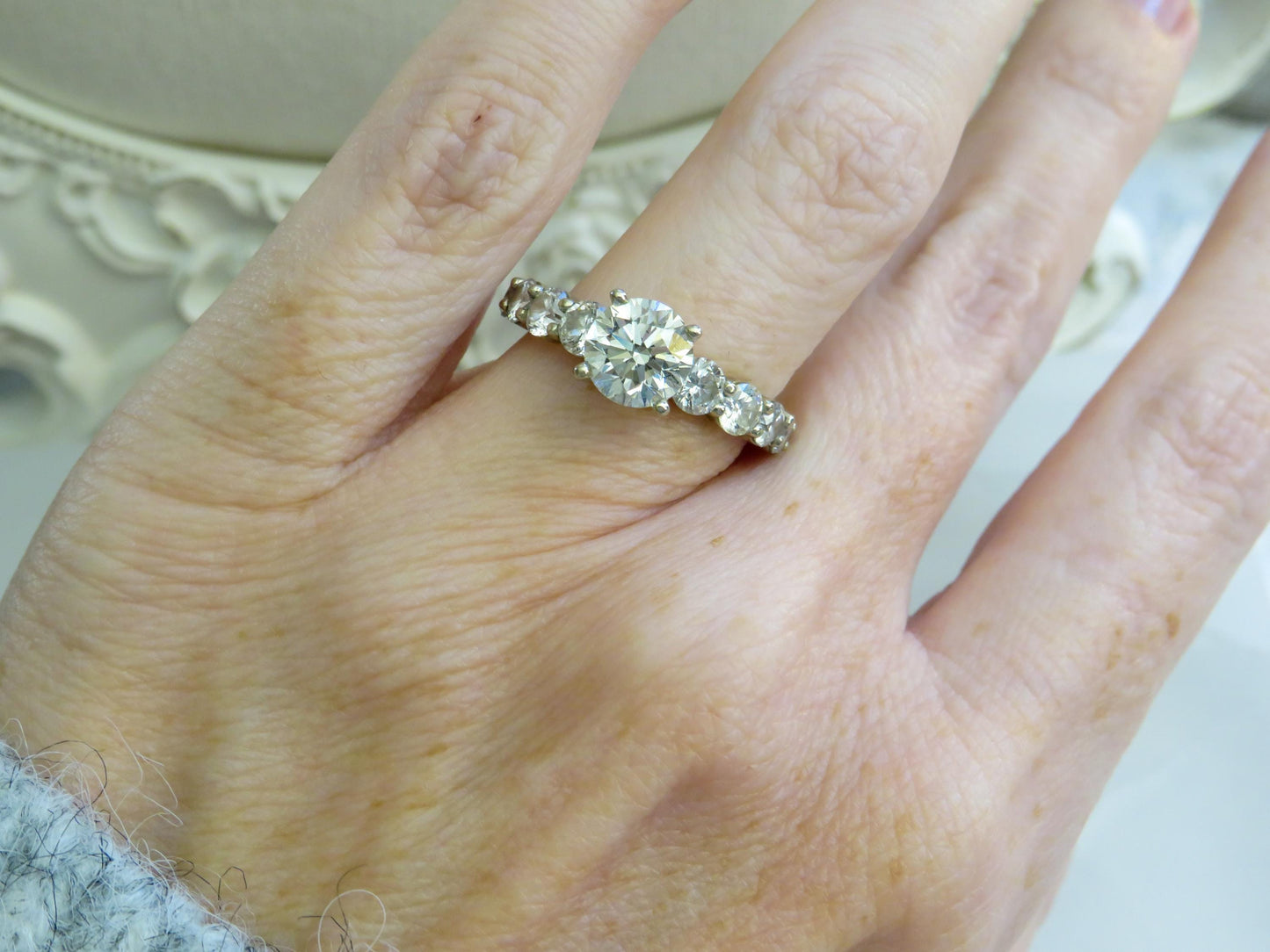 Estate 18K White Gold Diamond Ring