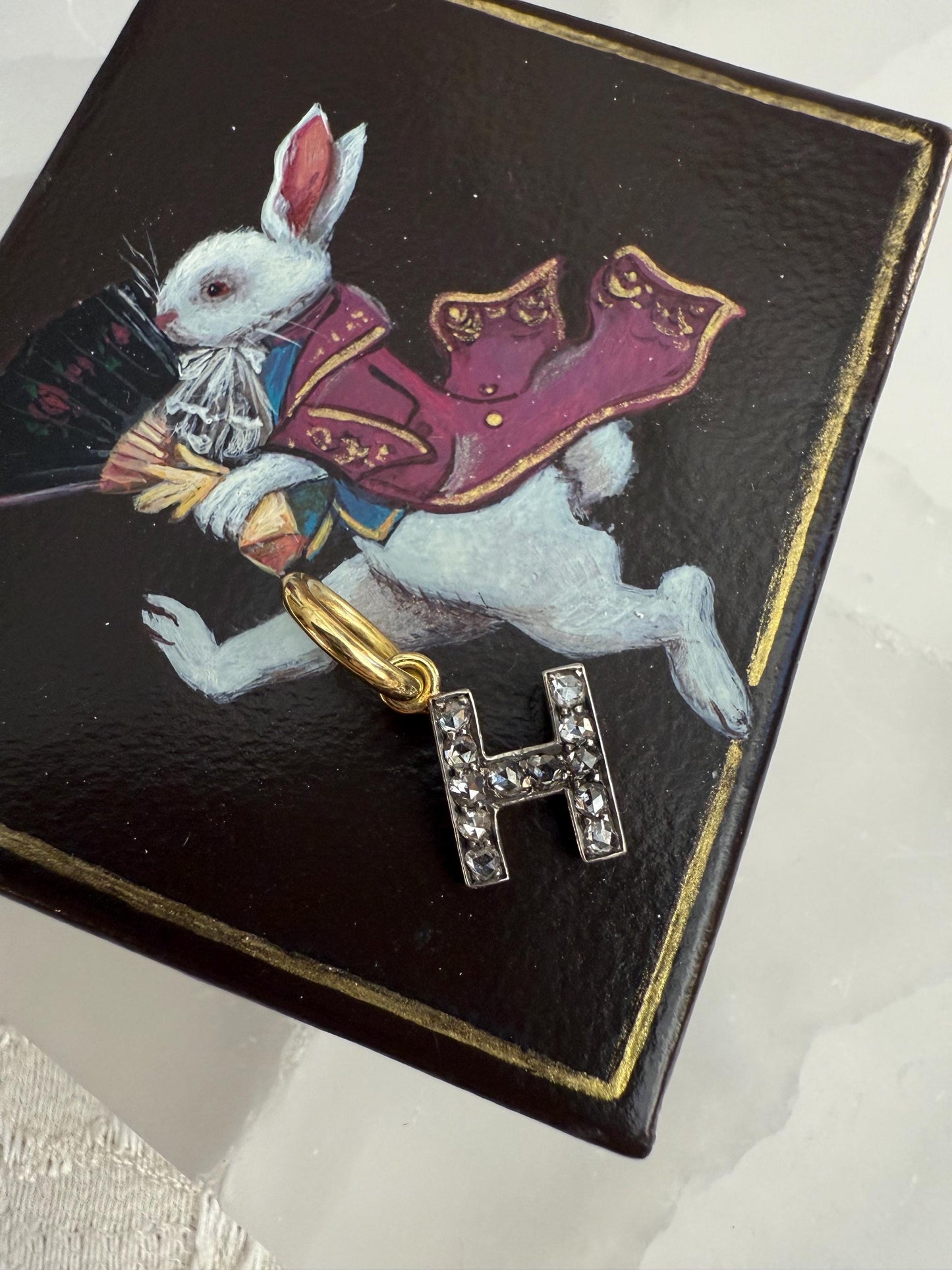 Antique Rose-Cut Diamond Letter “H Charm