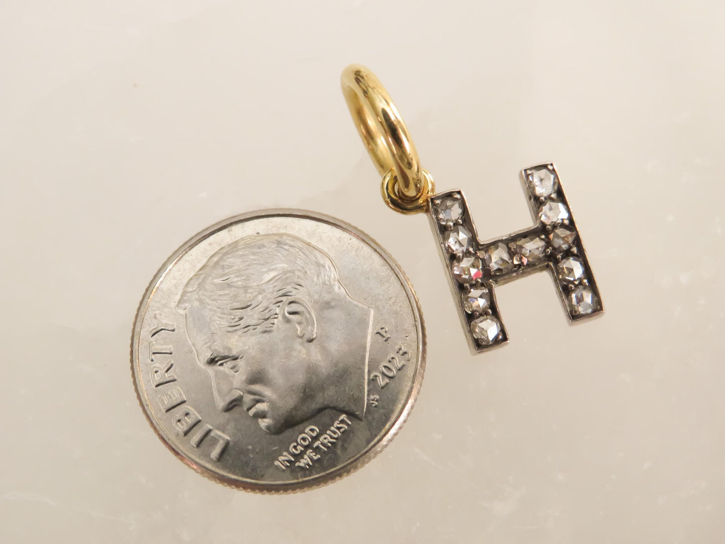 Antique Rose-Cut Diamond Letter “H Charm