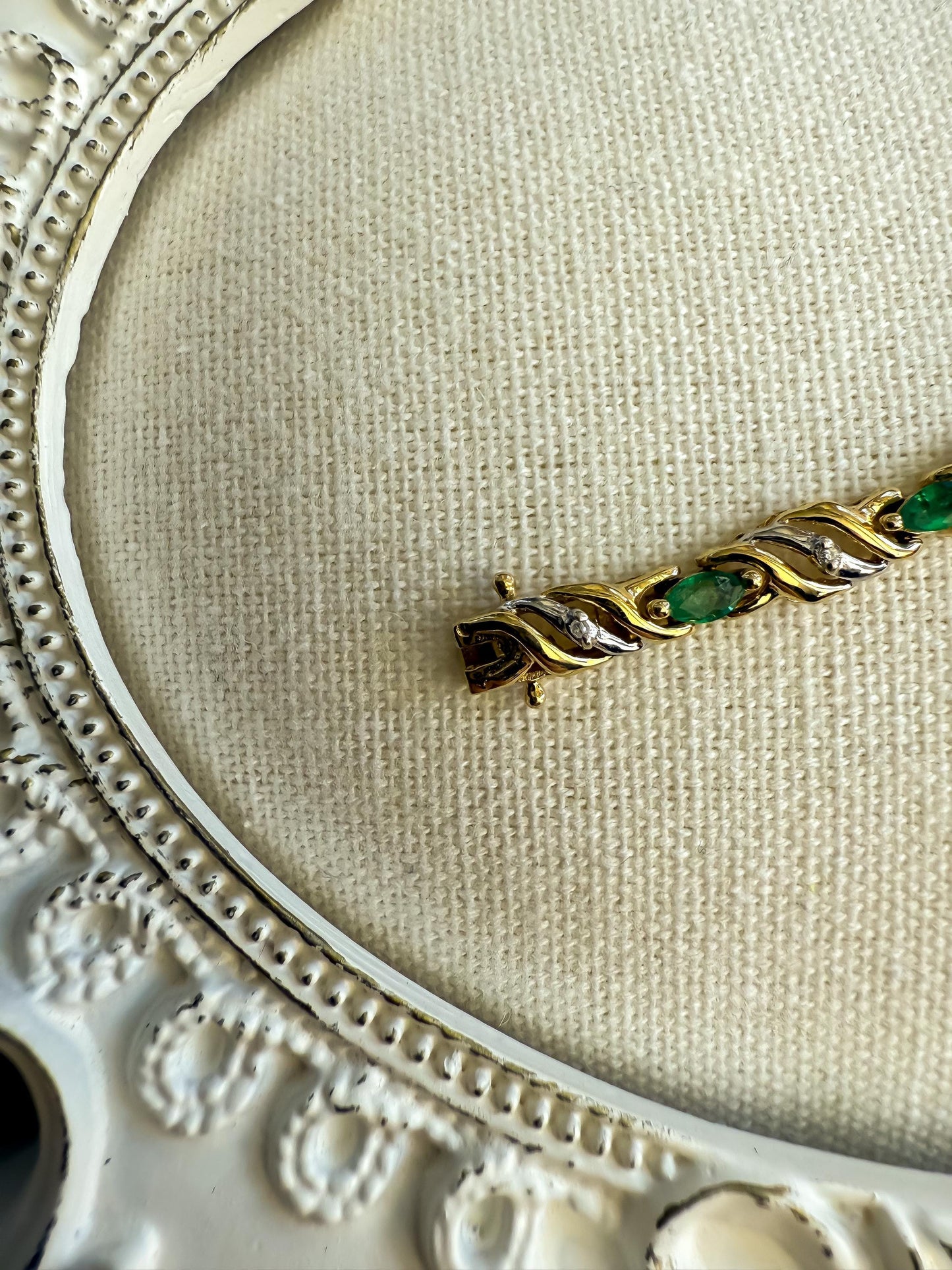 Vintage Emerald & Diamond Gold Bracelet