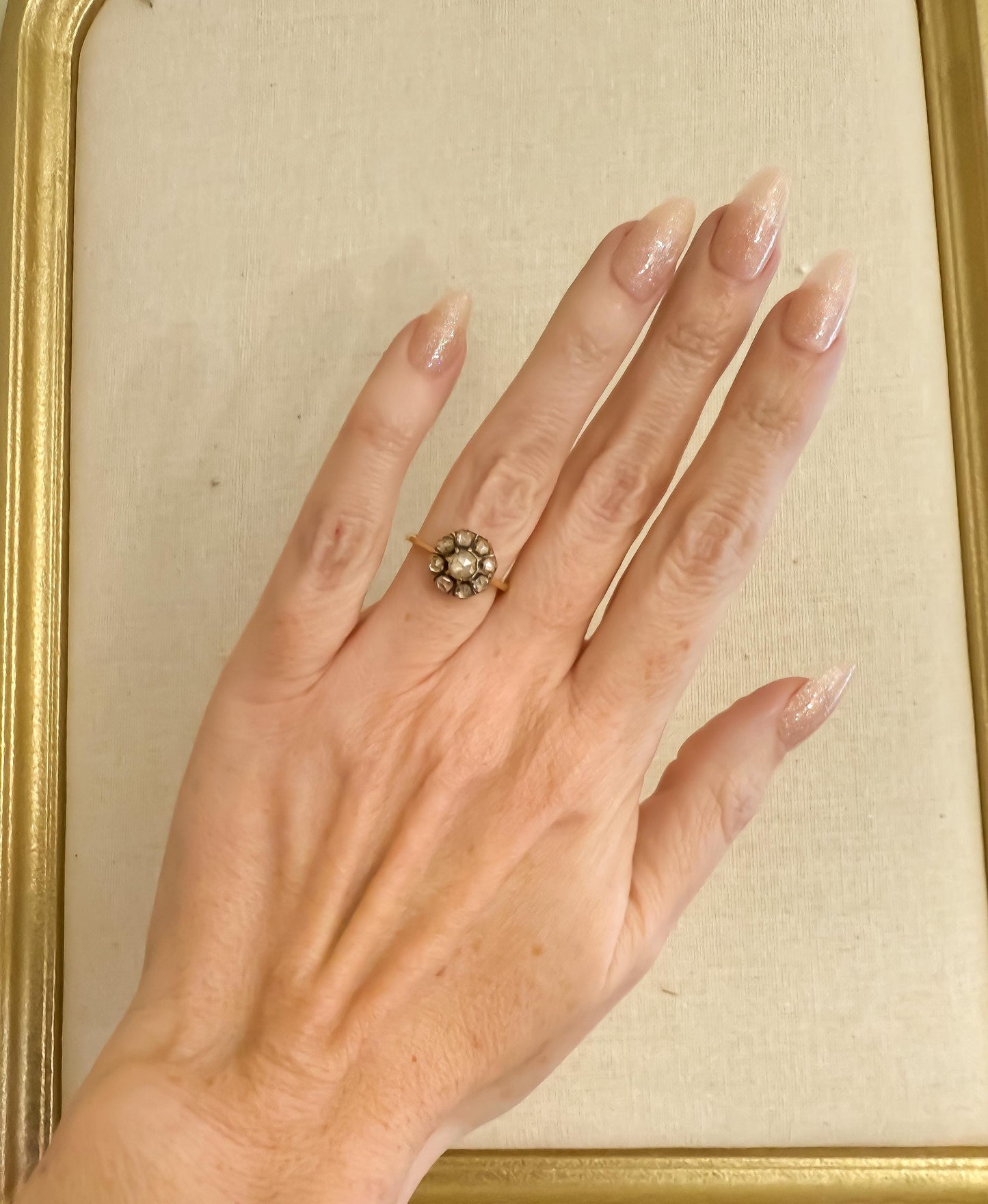 Antique Rose Cut Diamond Cluster Ring