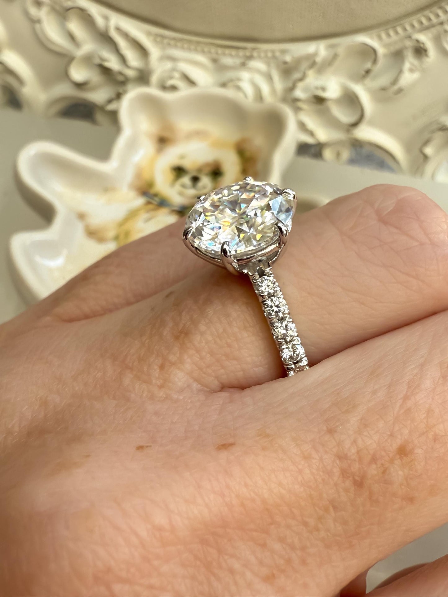 3.5ct Crown of Light Moissanite Ring in 14K White Gold