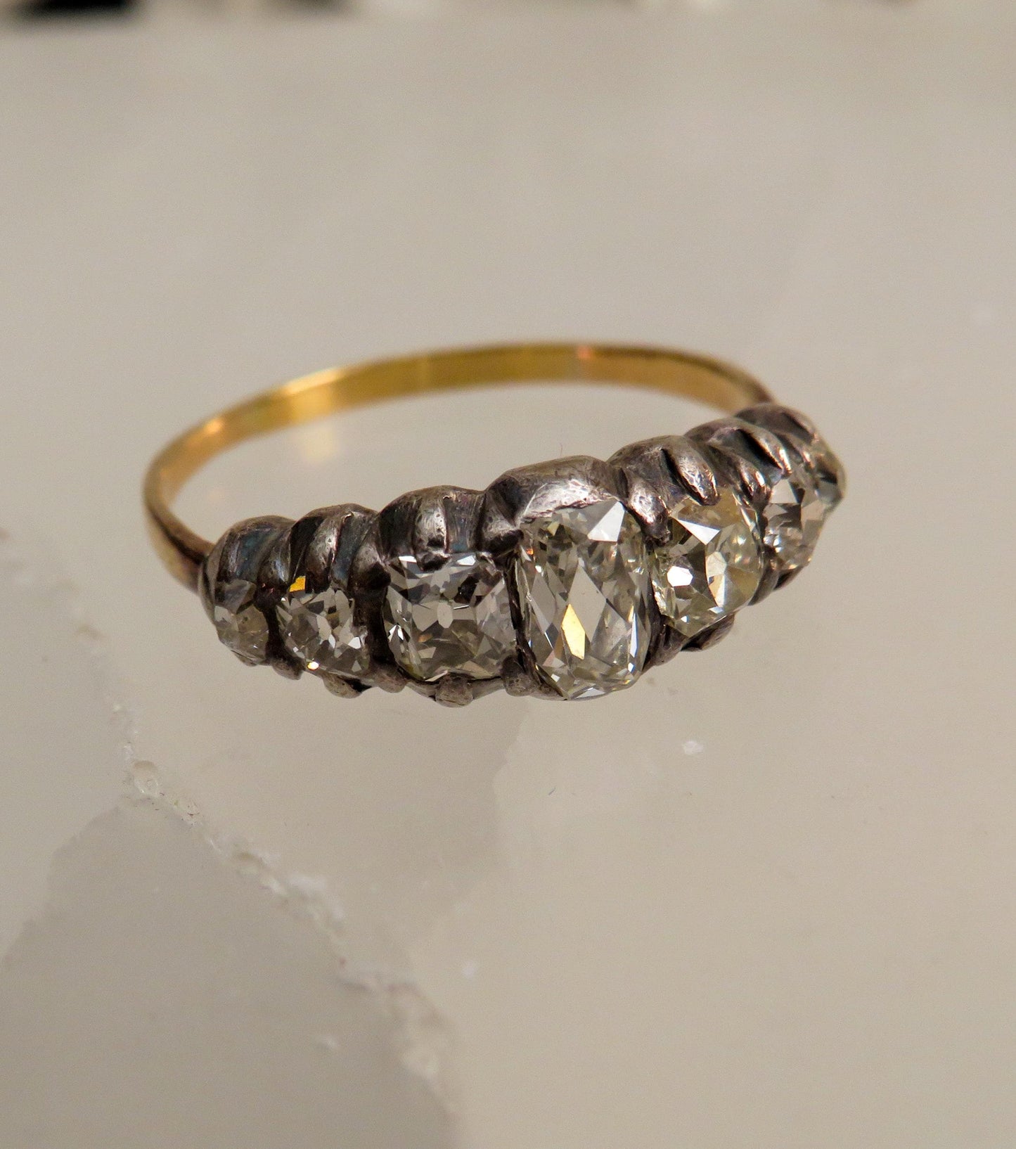 Early Victorian Seven-Stone Diamond Ring