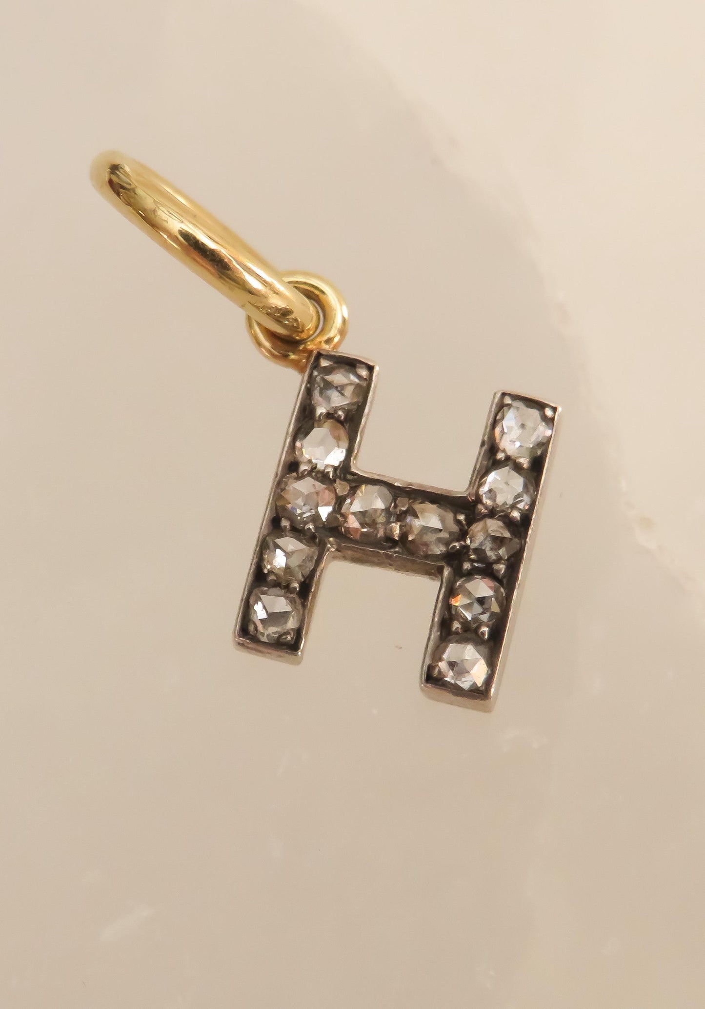 Antique Rose-Cut Diamond Letter “H Charm