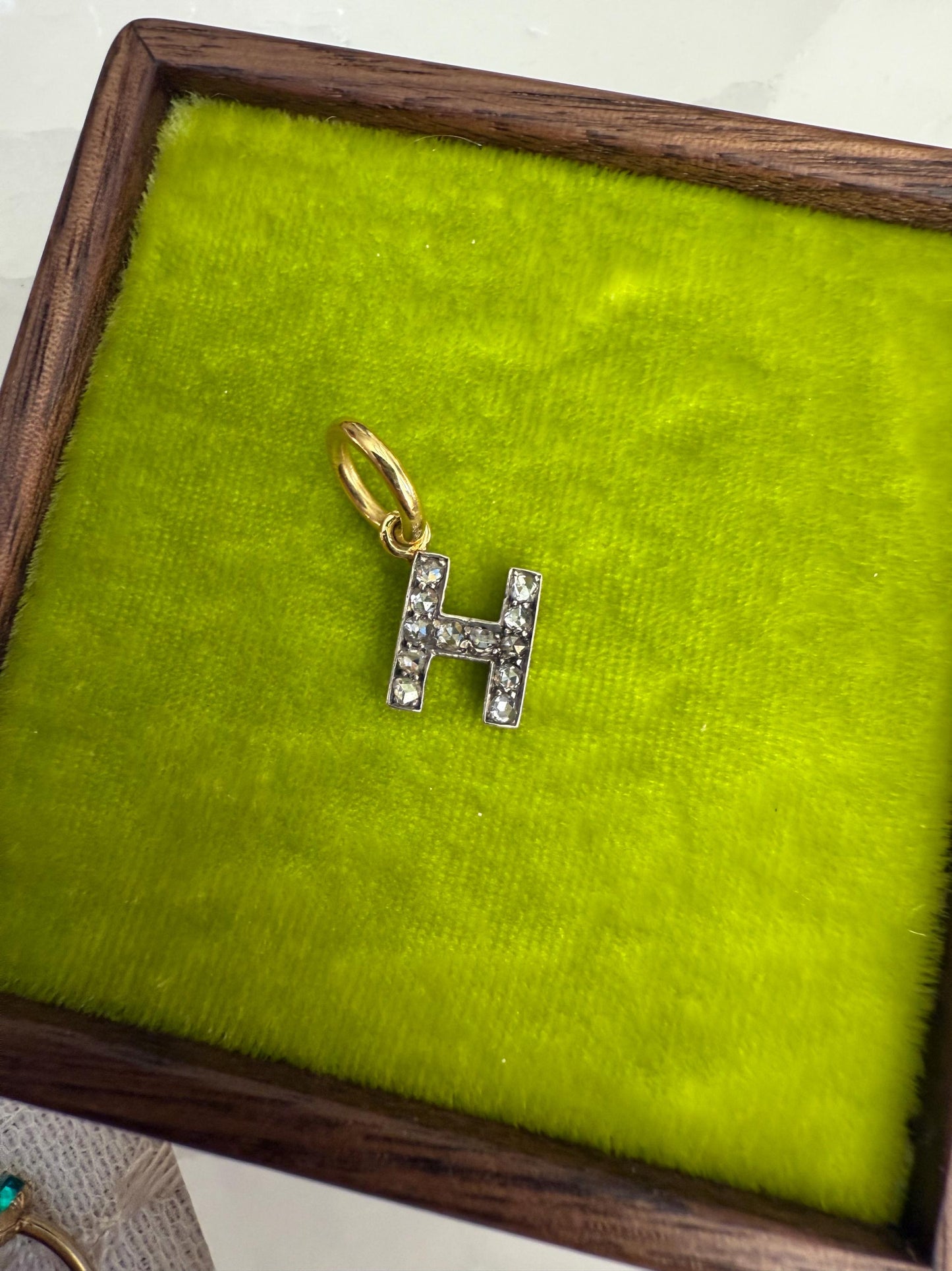 Antique Rose-Cut Diamond Letter “H Charm