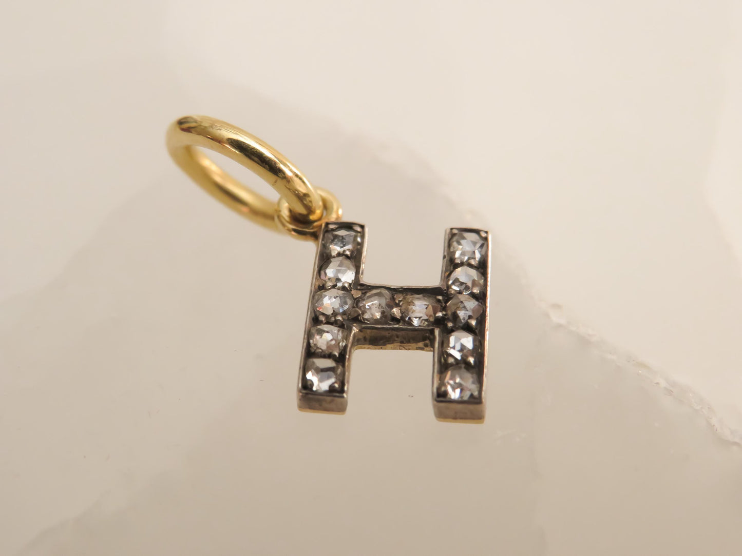 Antique Rose-Cut Diamond Letter “H Charm