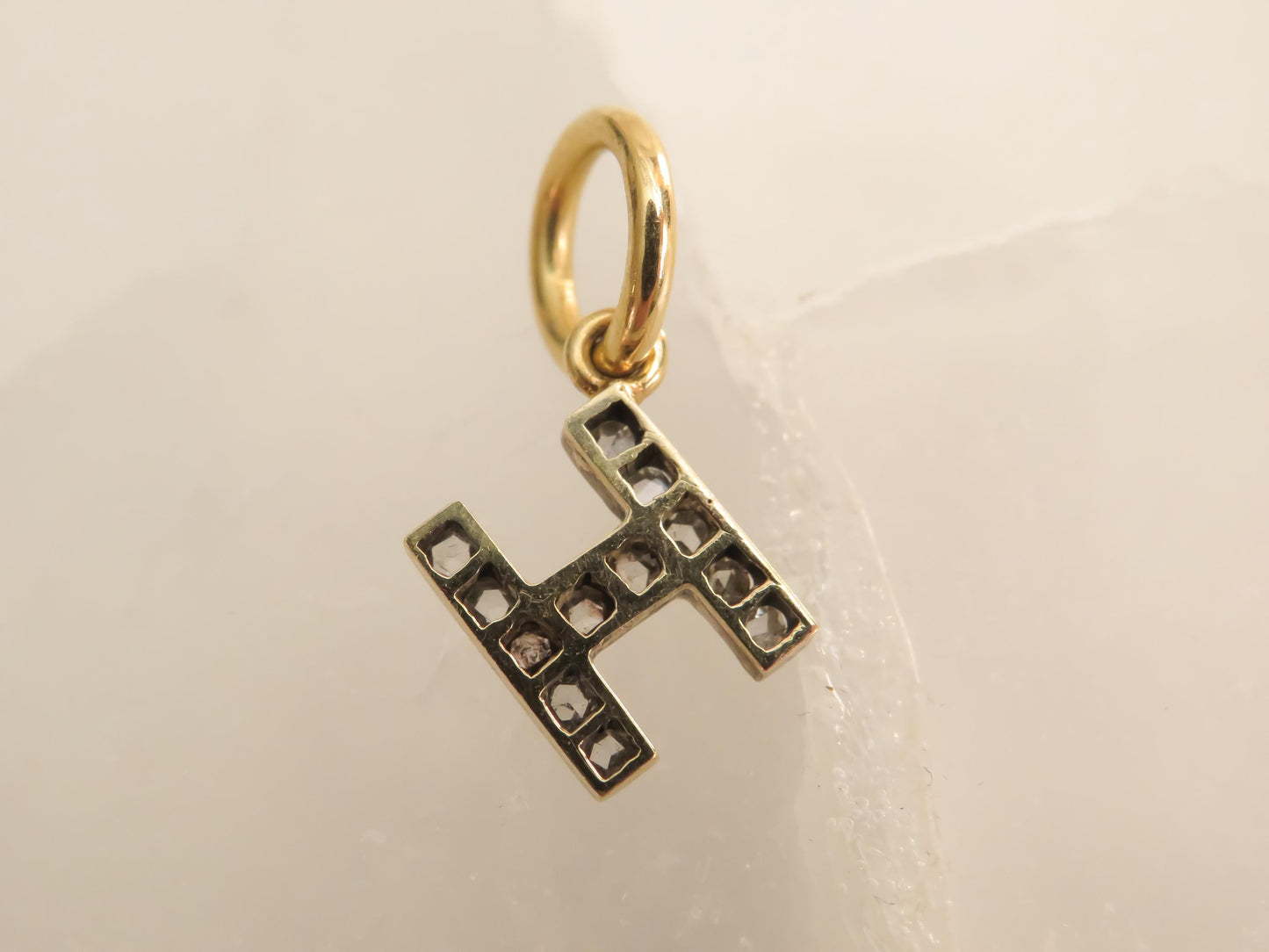 Antique Rose-Cut Diamond Letter “H Charm