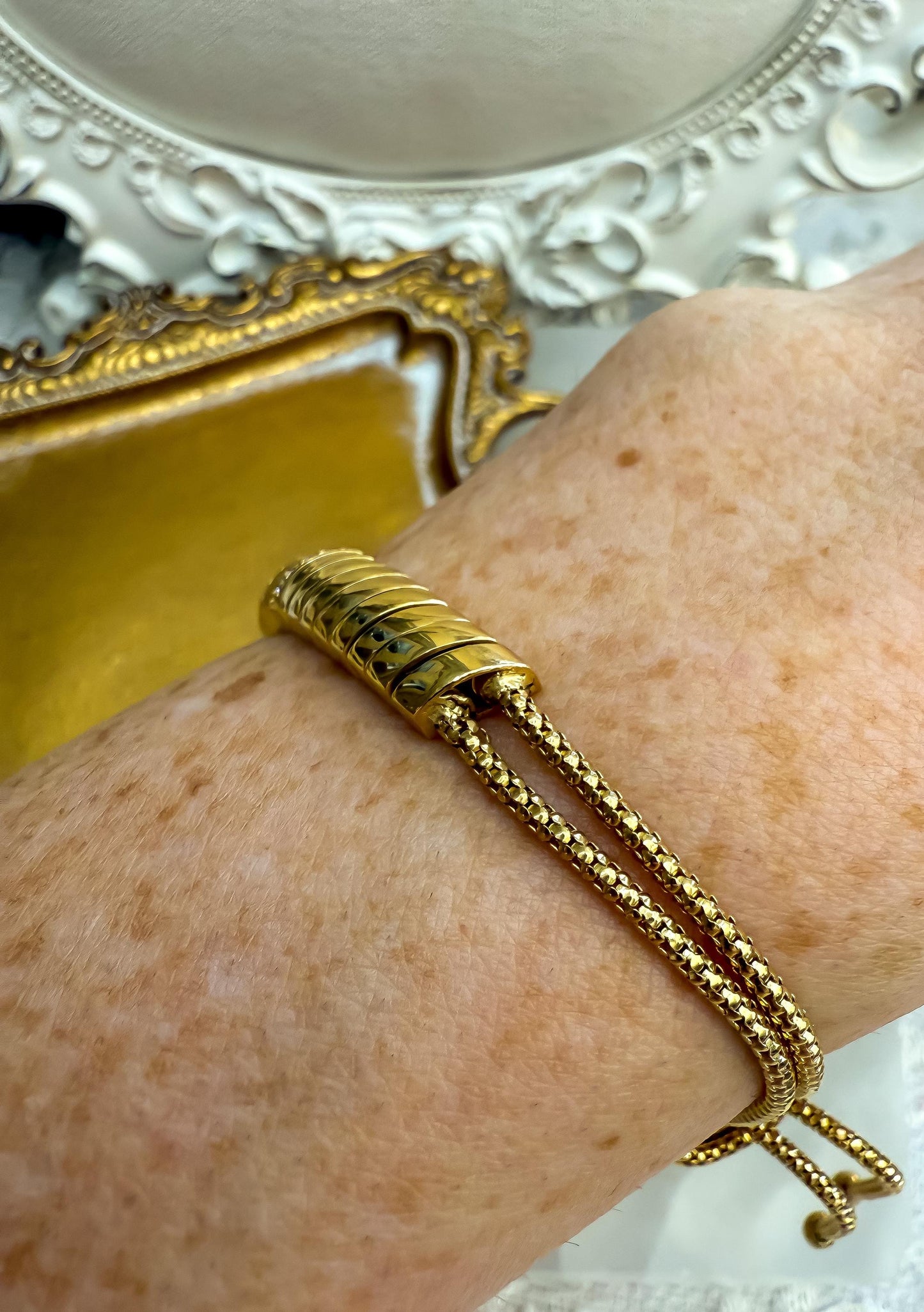 Estate The Last Line 14K Yellow Gold Snake Link Diamond Bracelet
