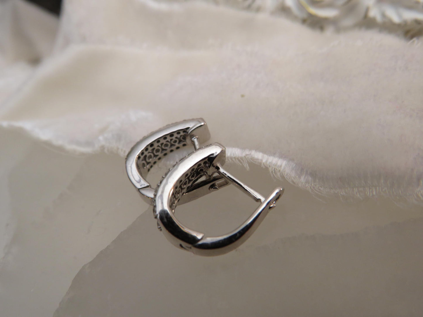 Diamond Huggie Hoops in 14K White Gold