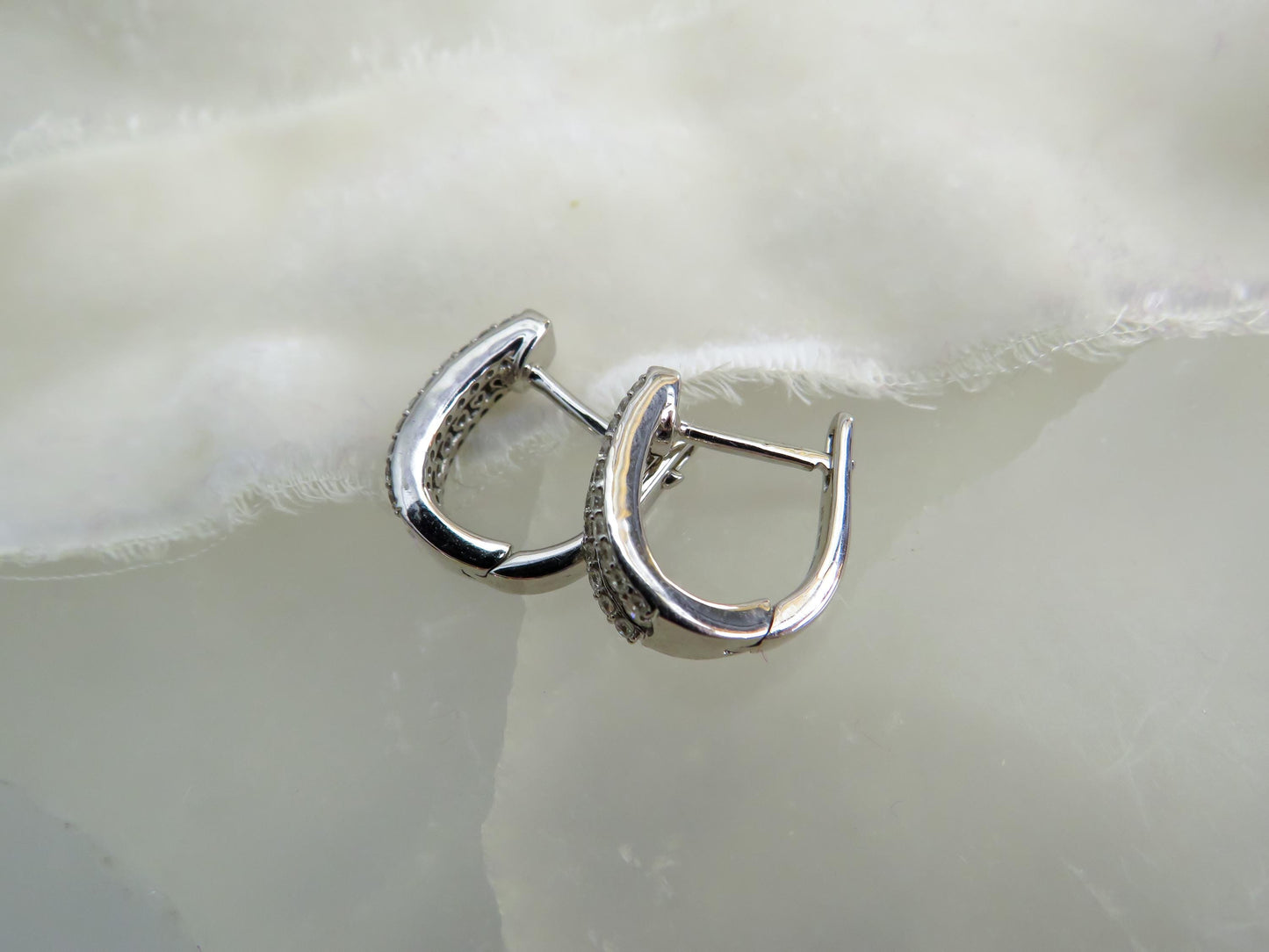 Diamond Huggie Hoops in 14K White Gold