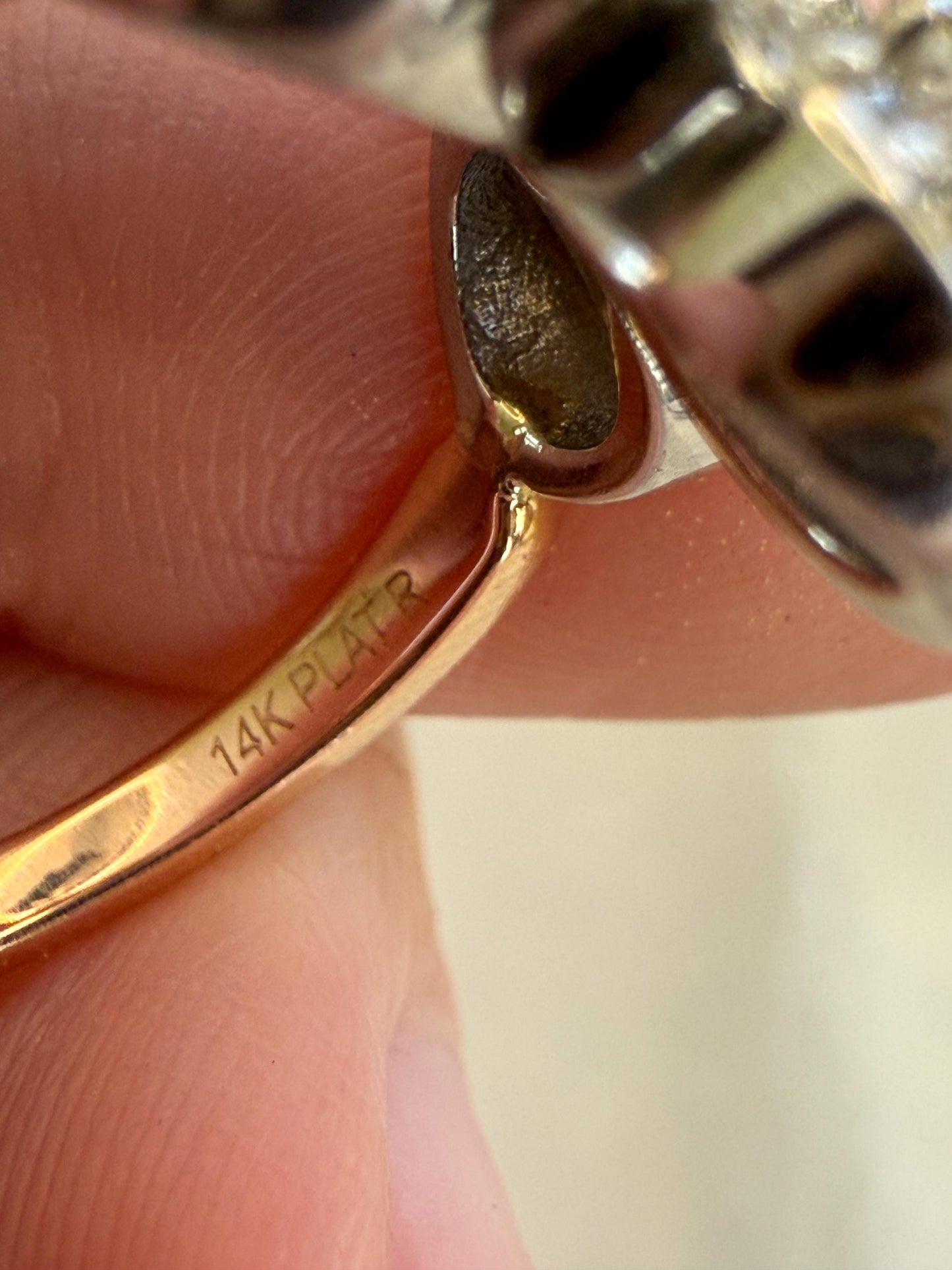 Antique Diamond Cluster Ring  Reconstructed Setting with Original Old-Cut Diamonds | 14K & Platinum