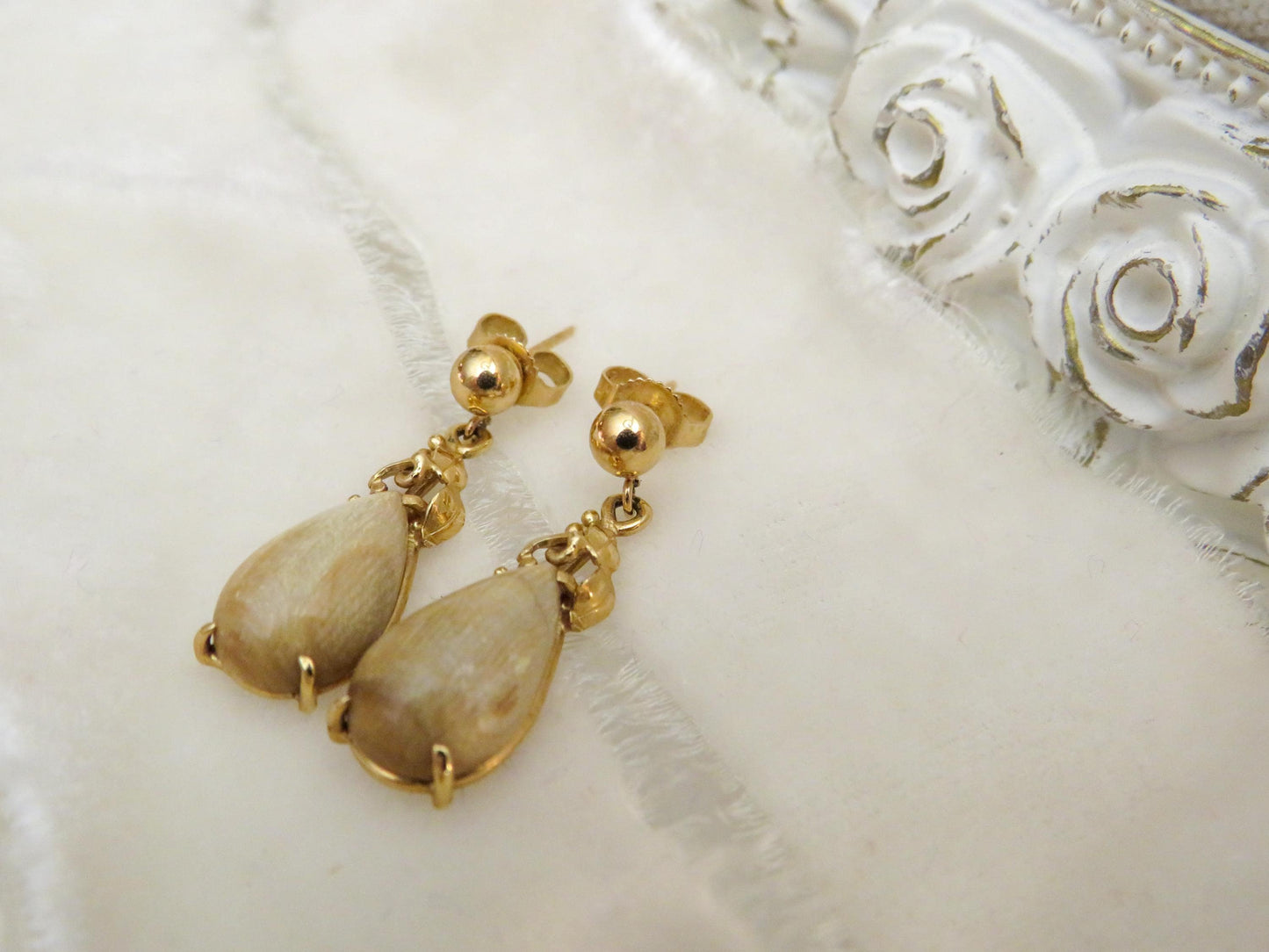 Victorian Tigers Eye Teardrop Earrings