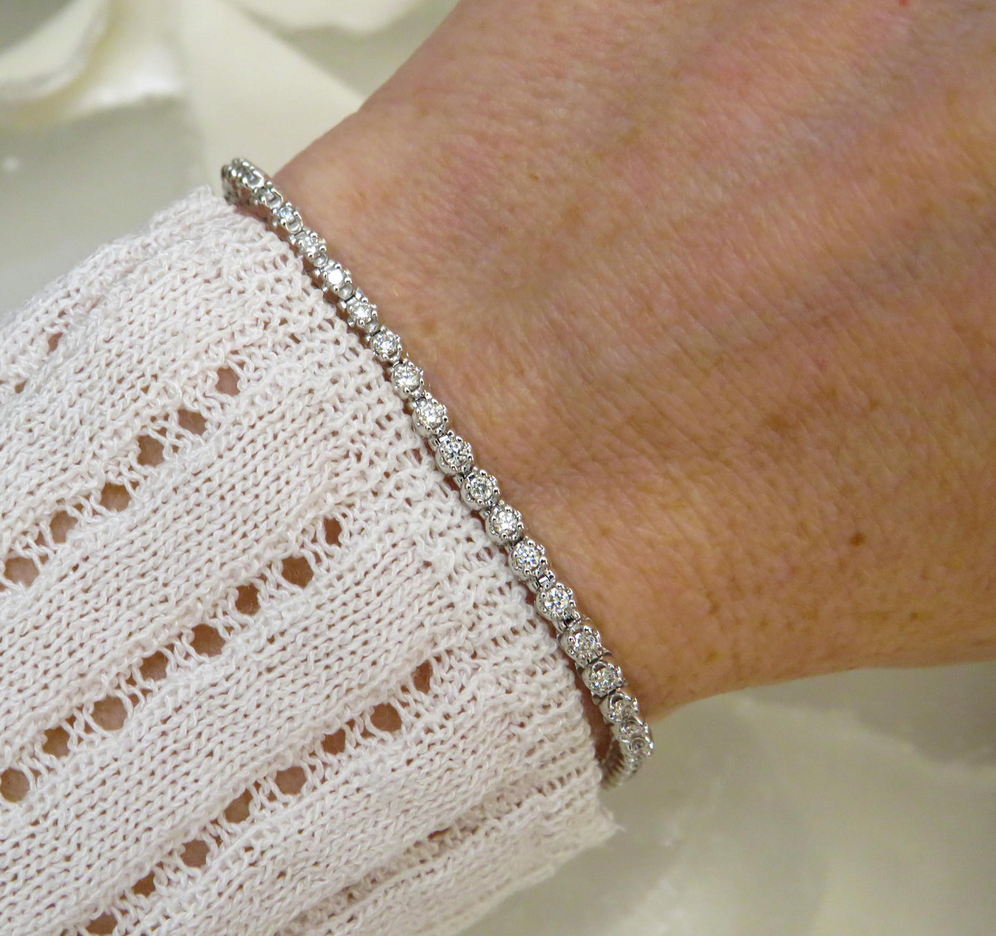 14K White Gold Diamond Tennis Bracelet