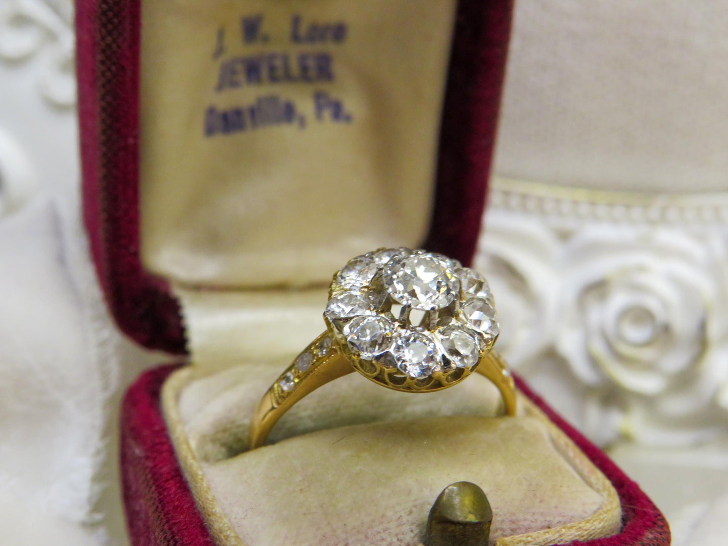 Victorian Diamond Cluster Ring | Antique 18K Yellow Gold