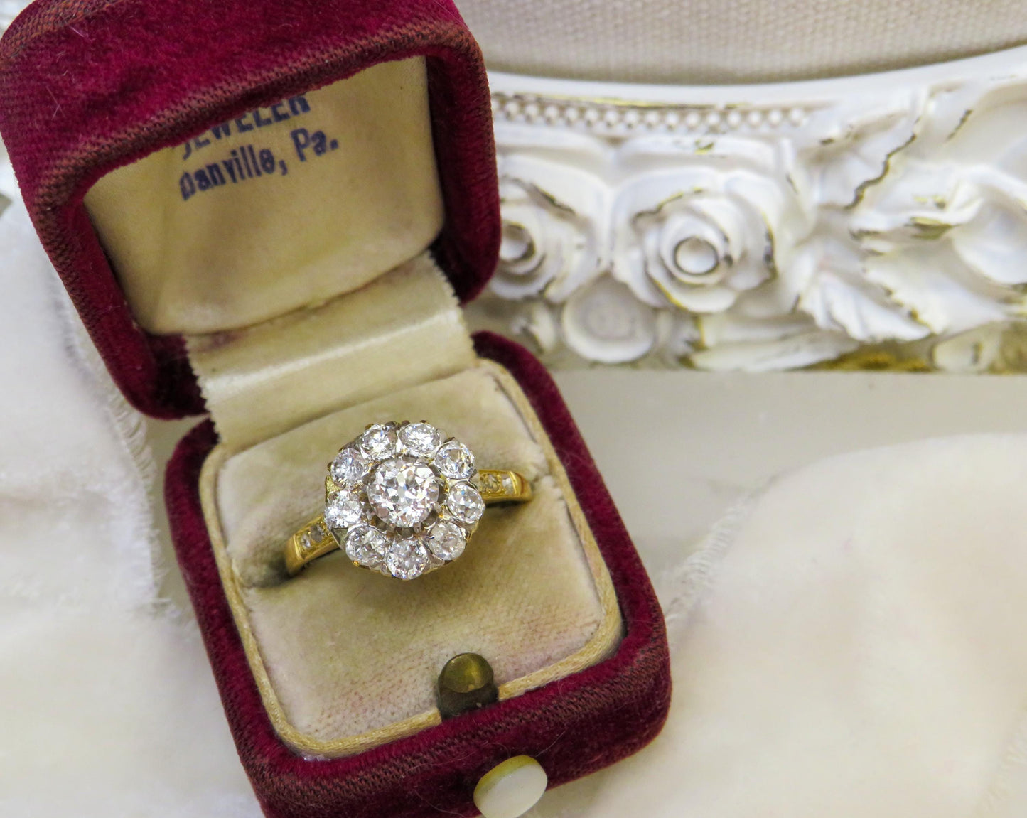 Victorian Diamond Cluster Ring | Antique 18K Yellow Gold