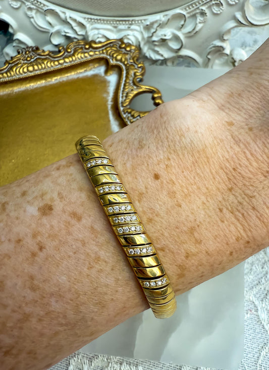 Estate The Last Line 14K Yellow Gold Snake Link Diamond Bracelet