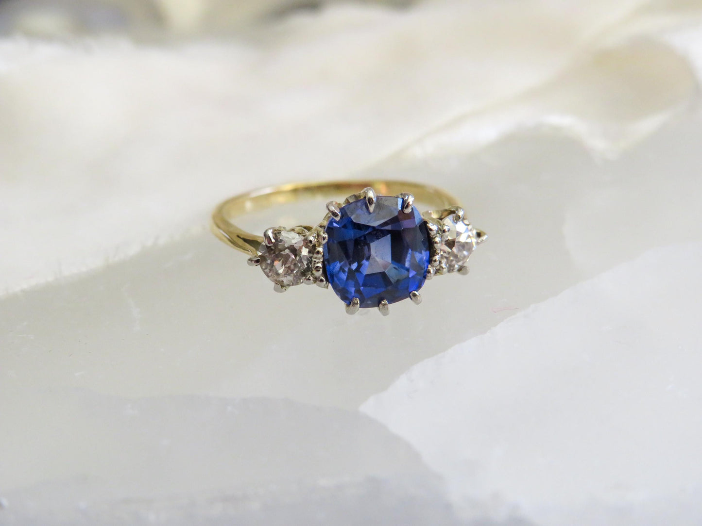 Art Deco Sapphire and Diamond Ring | Platinum and 18K Gold