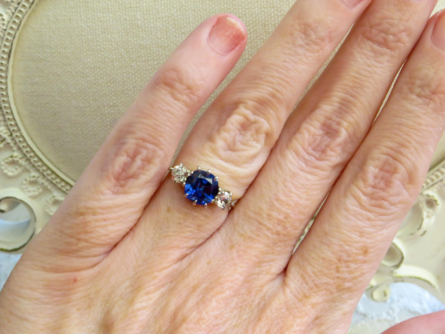 Art Deco Sapphire and Diamond Ring | Platinum and 18K Gold