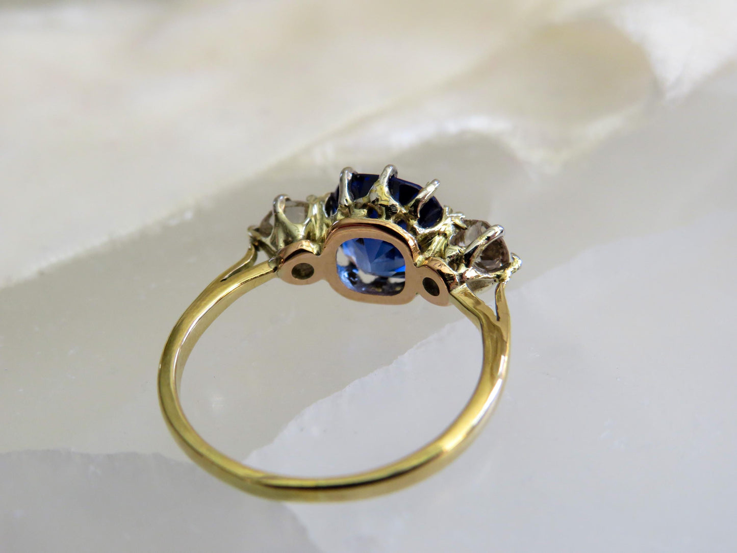 Art Deco Sapphire and Diamond Ring | Platinum and 18K Gold