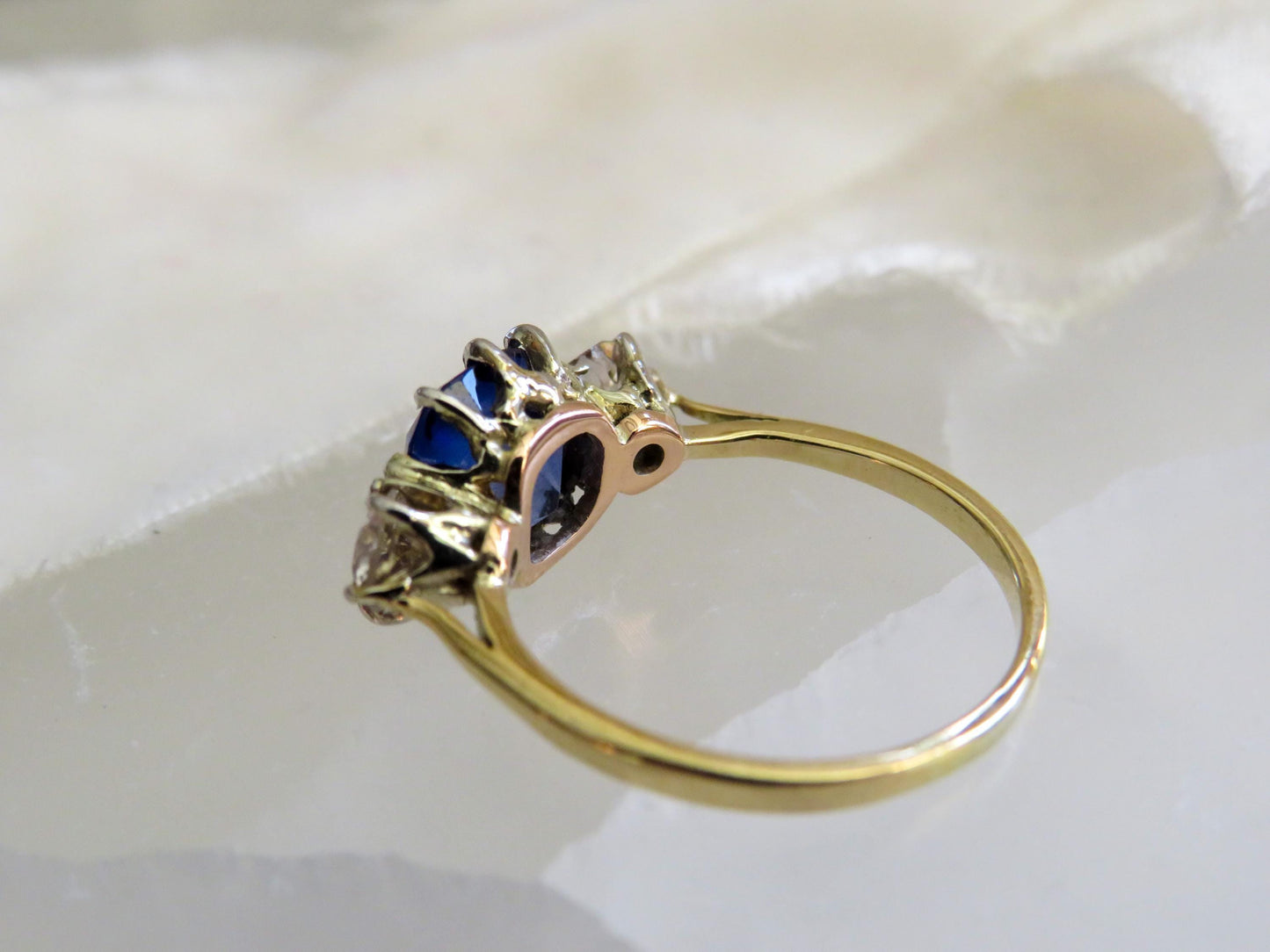 Art Deco Sapphire and Diamond Ring | Platinum and 18K Gold