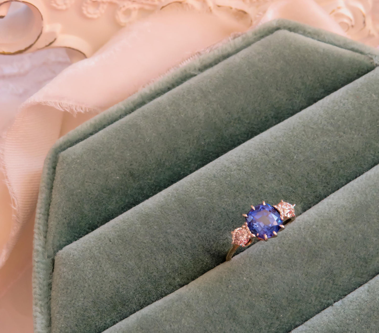 Art Deco Sapphire and Diamond Ring | Platinum and 18K Gold