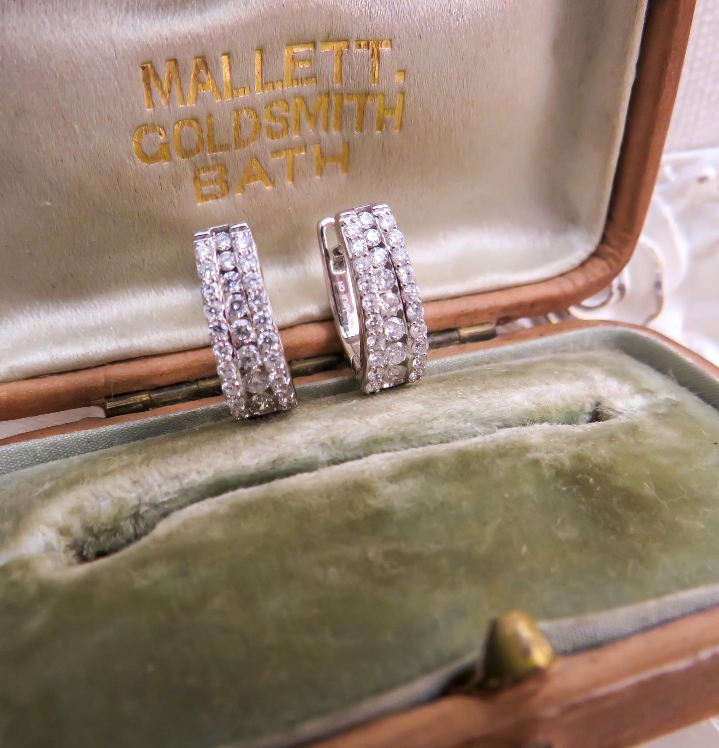 Diamond Huggie Hoops in 14K White Gold