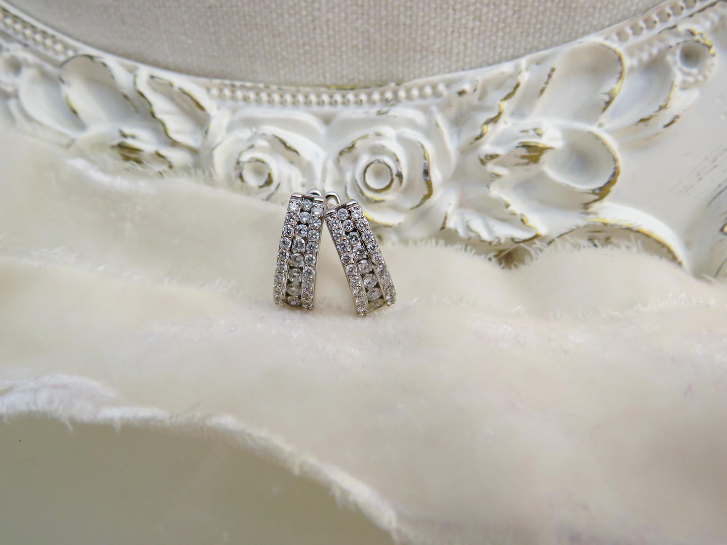 Diamond Huggie Hoops in 14K White Gold