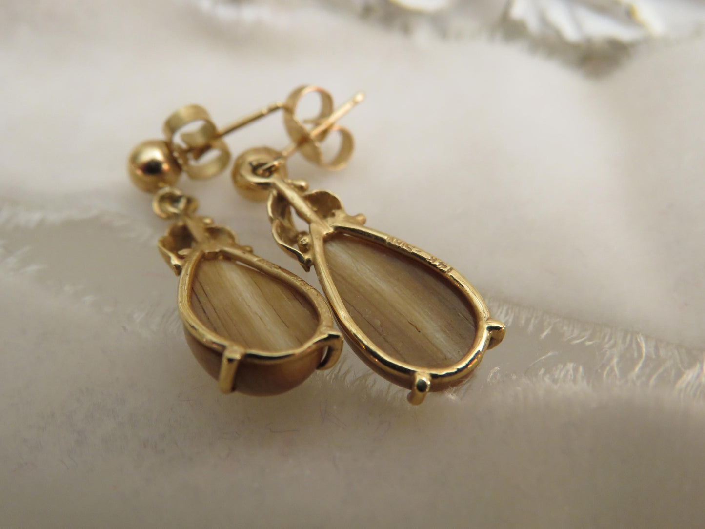 Victorian Tigers Eye Teardrop Earrings