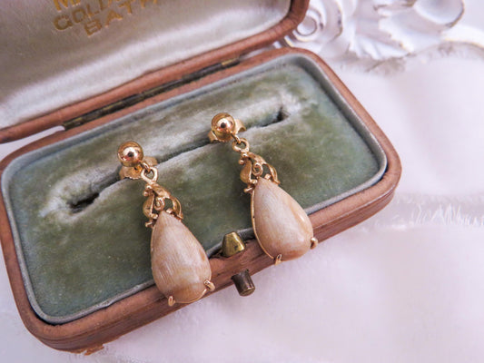 Victorian Tigers Eye Teardrop Earrings