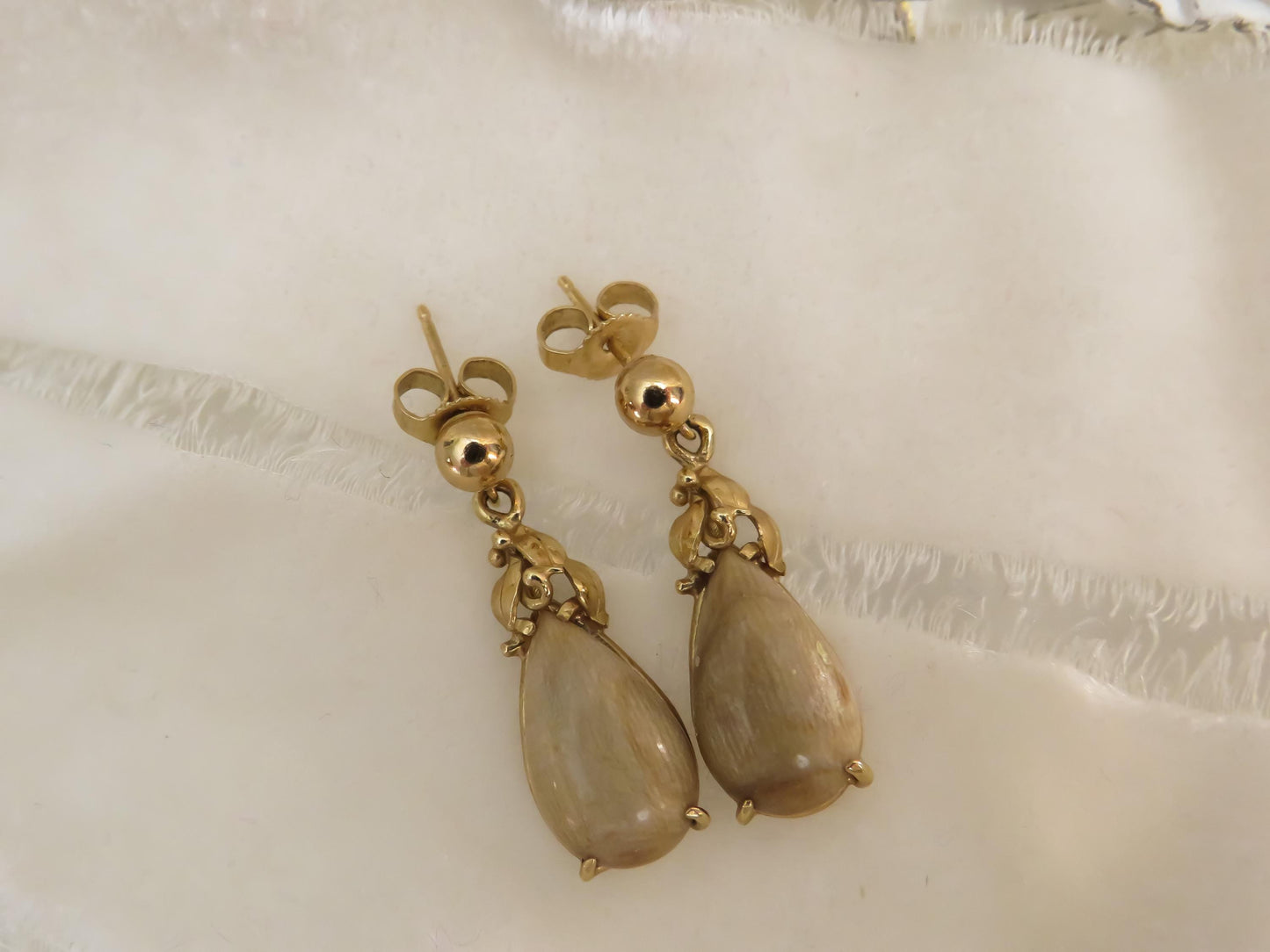 Victorian Tigers Eye Teardrop Earrings