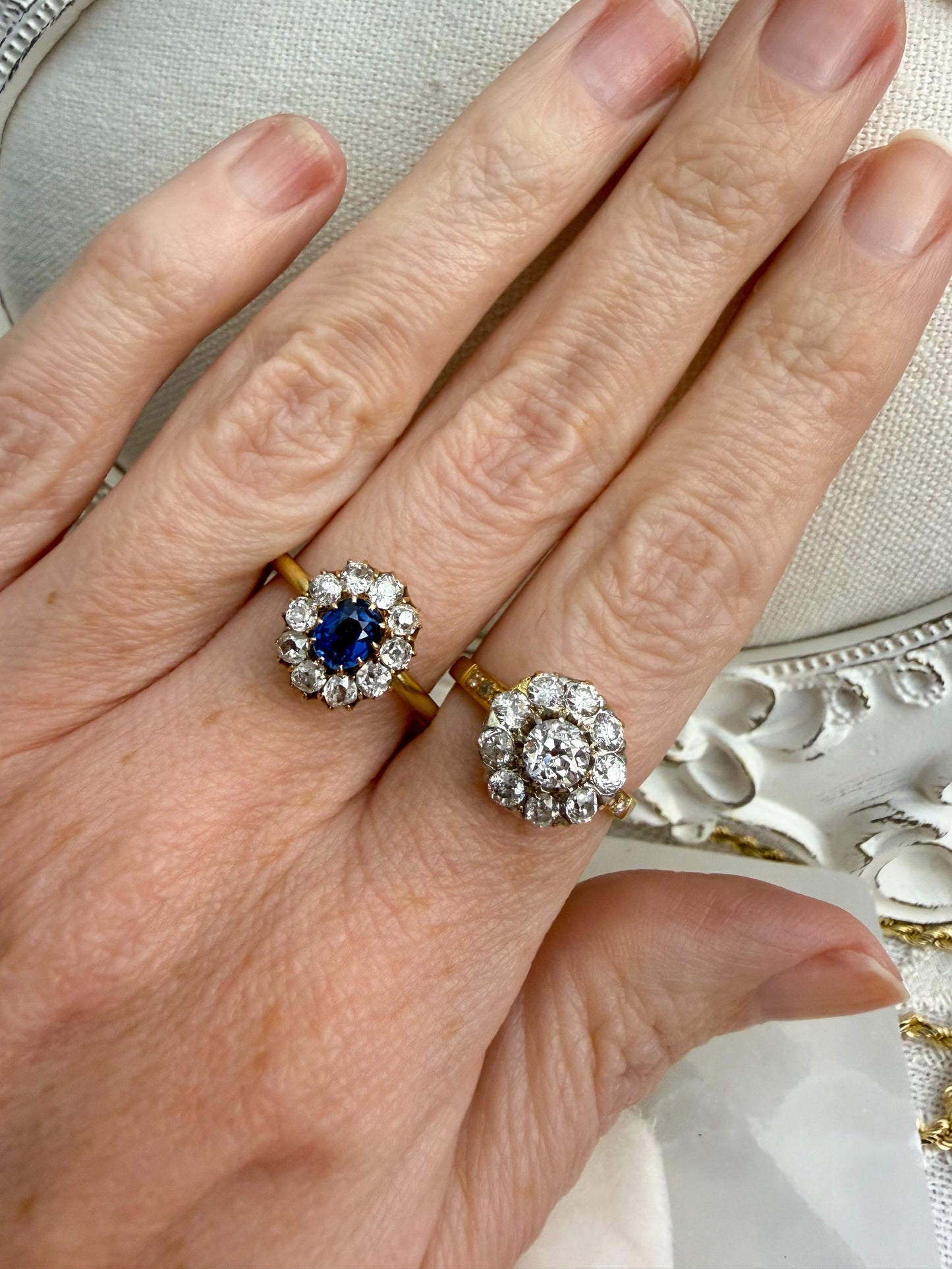 Victorian Diamond Cluster Ring | Antique 18K Yellow Gold