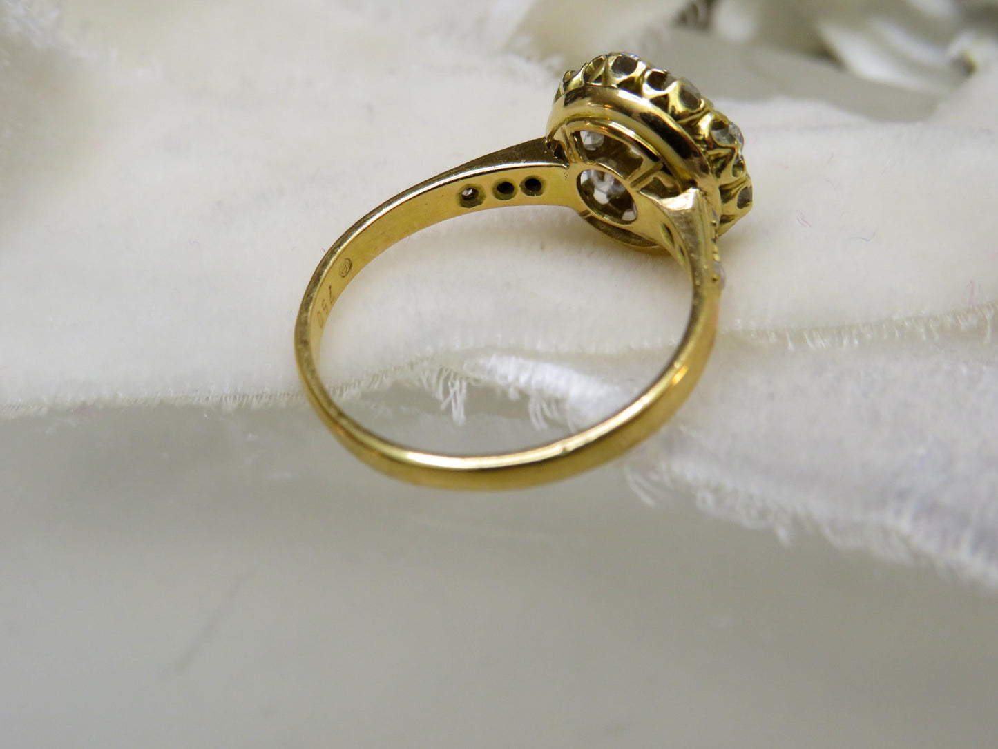 Victorian Diamond Cluster Ring | Antique 18K Yellow Gold