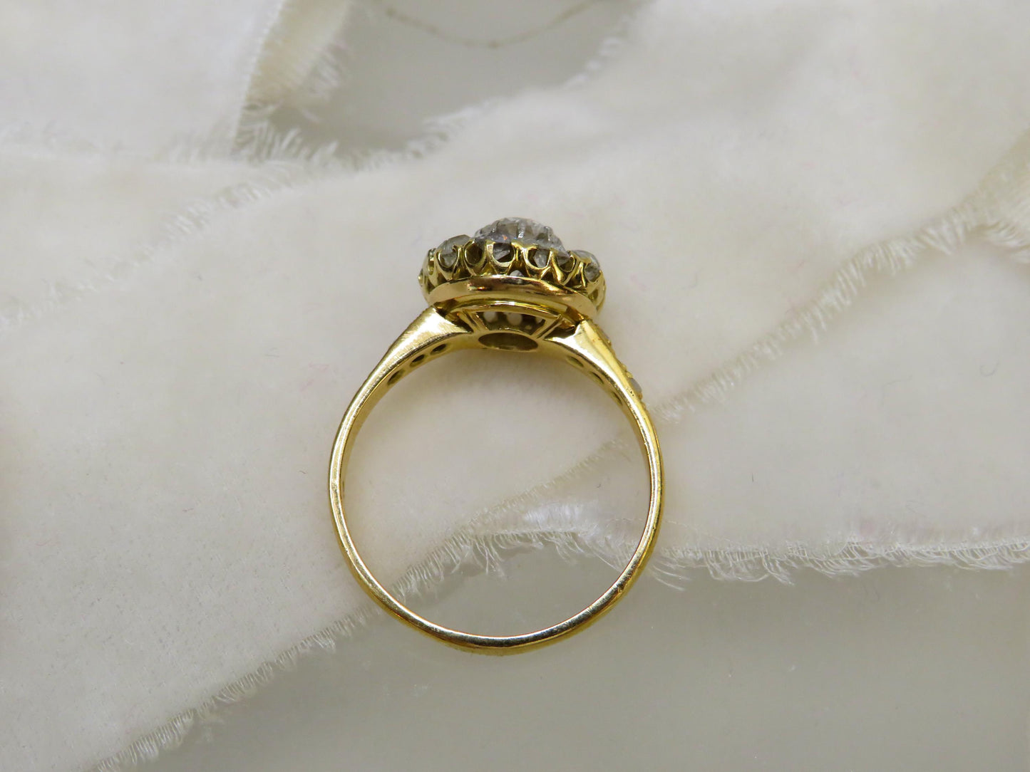Victorian Diamond Cluster Ring | Antique 18K Yellow Gold