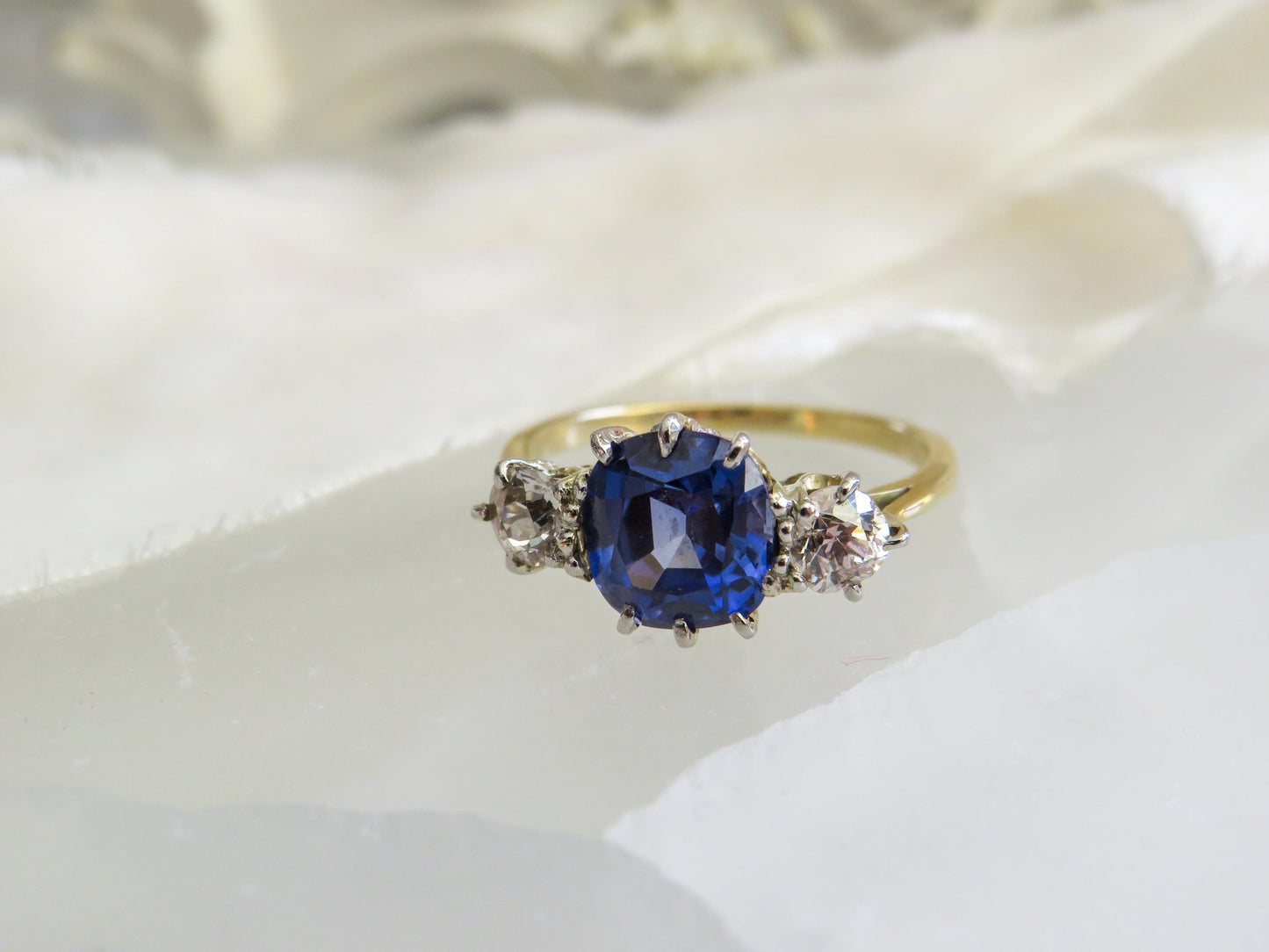 Art Deco Sapphire and Diamond Ring | Platinum and 18K Gold