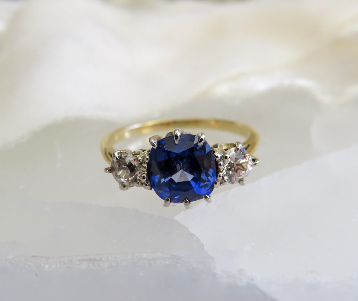 Art Deco Sapphire and Diamond Ring | Platinum and 18K Gold
